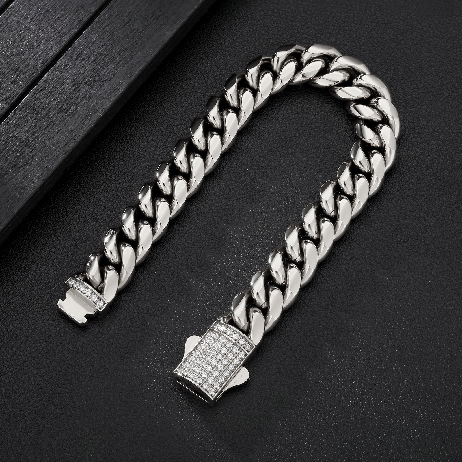 【超おトク！】CZ留め具 喜平 ブレスレット メンズ 12mm （2色選択可）KRKC