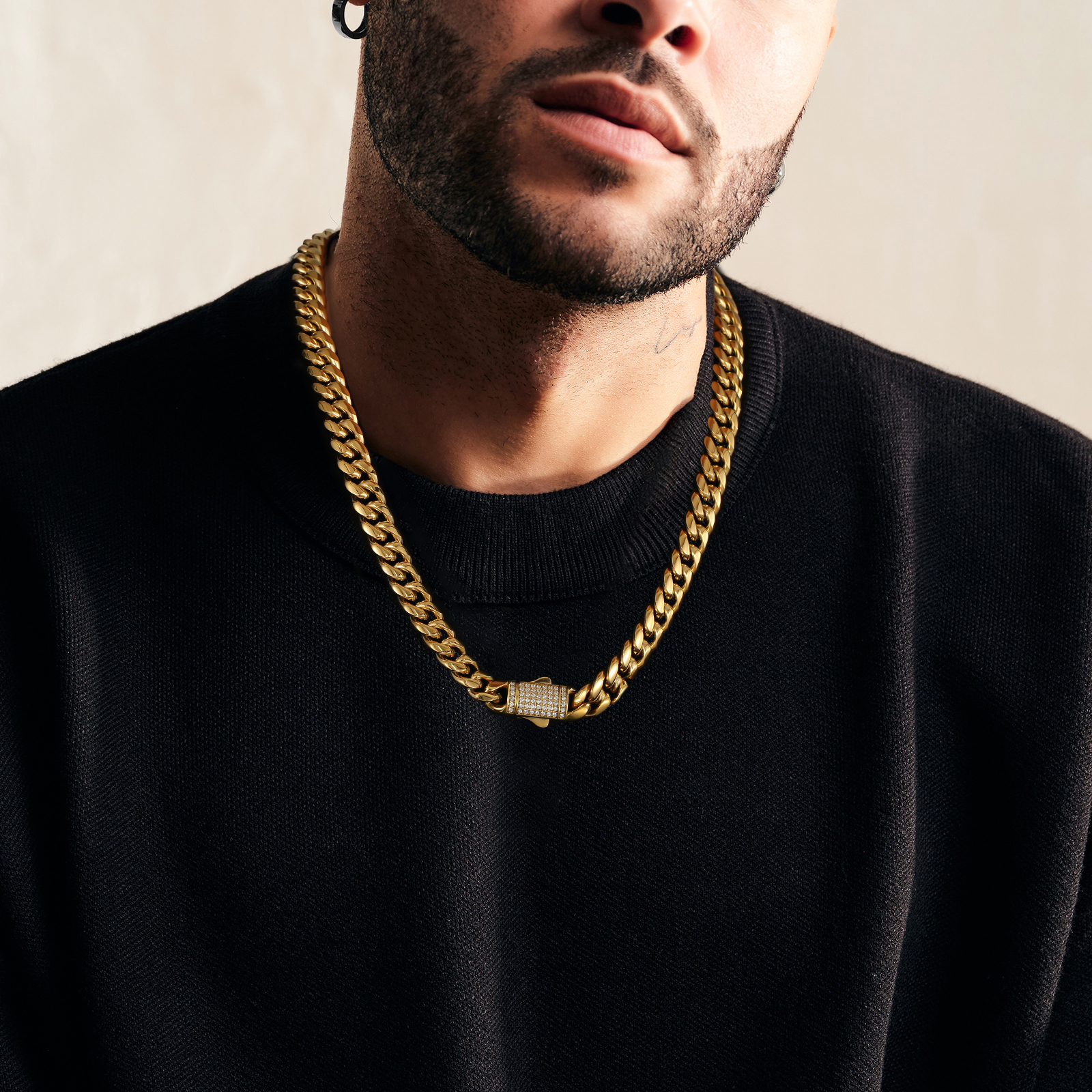 18金 CZ留め具 喜平 ネックレス メンズ 12mm 45cm-65cm KRKC