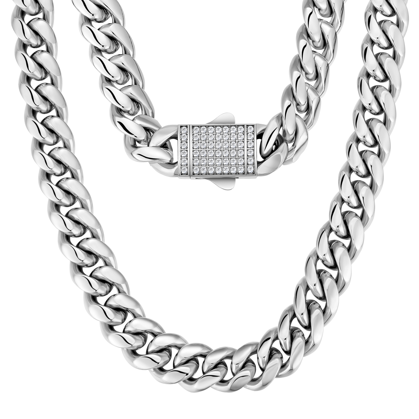 【セット】 12mm  CZ留め具 喜平 ネックレス&ブレスレット メンズ KRKC