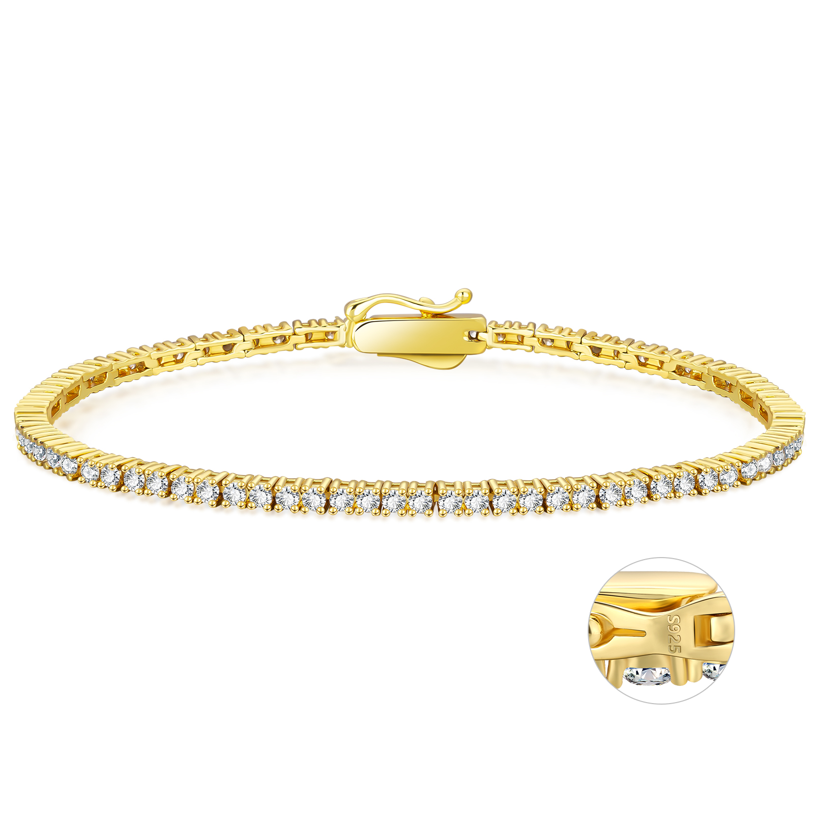 【NEW】4mm czダイヤ テニス ブレスレット メンズ シルバー925 KRKC 