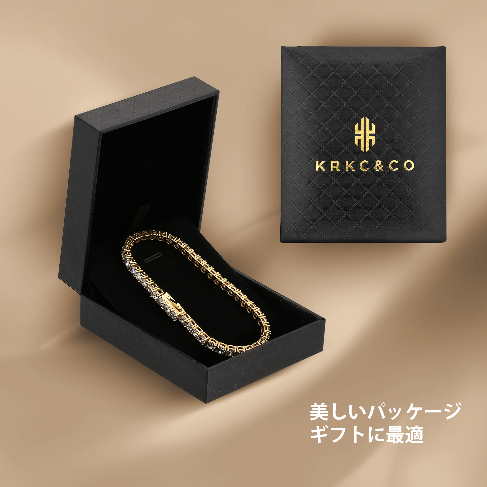 GOLDEN CONCEPT テニスブレスレット ブラック 完売必至モデル KRKC 3mm テニス ブレスレット メンズ シルバー925