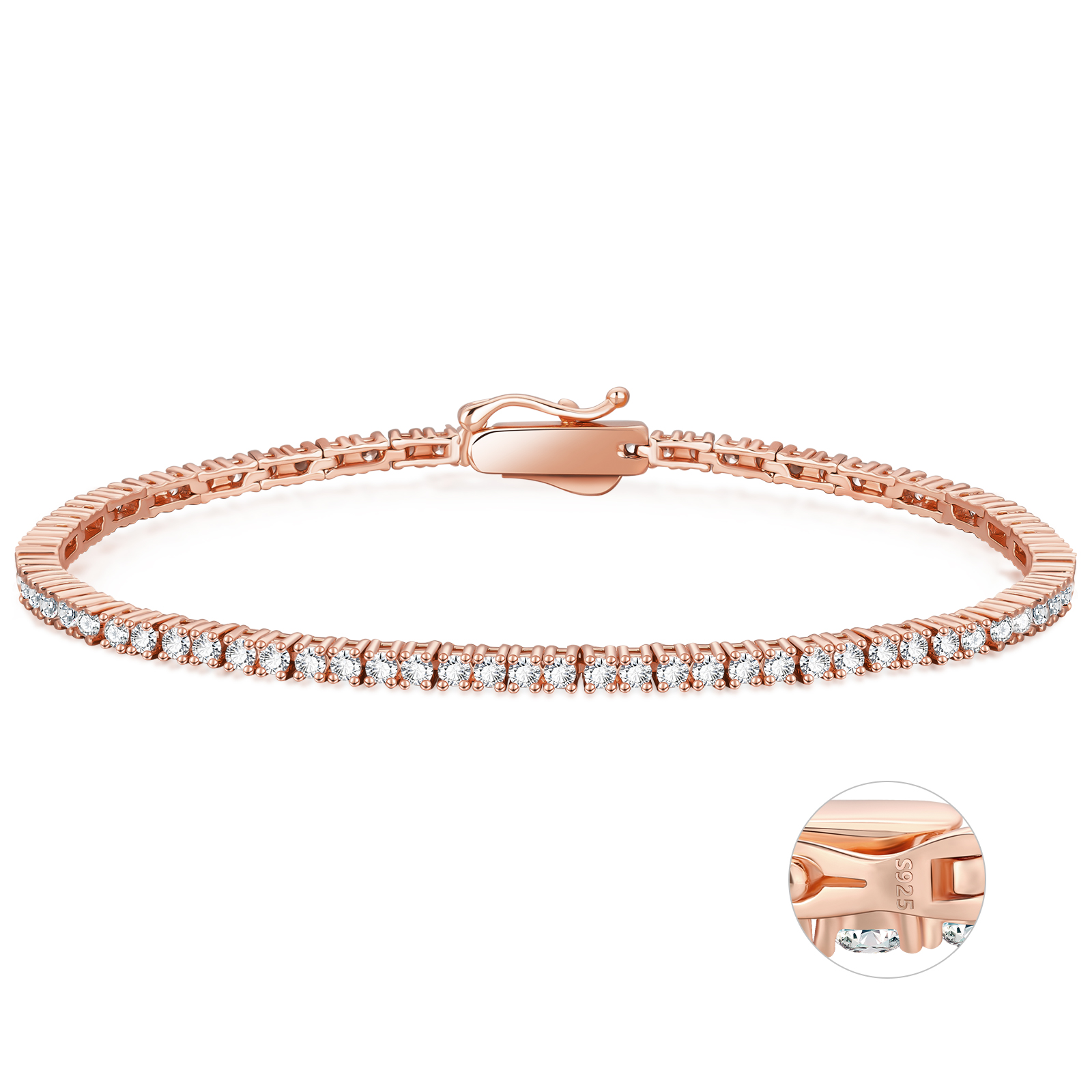 【NEW】4mm czダイヤ テニス ブレスレット メンズ シルバー925 KRKC 