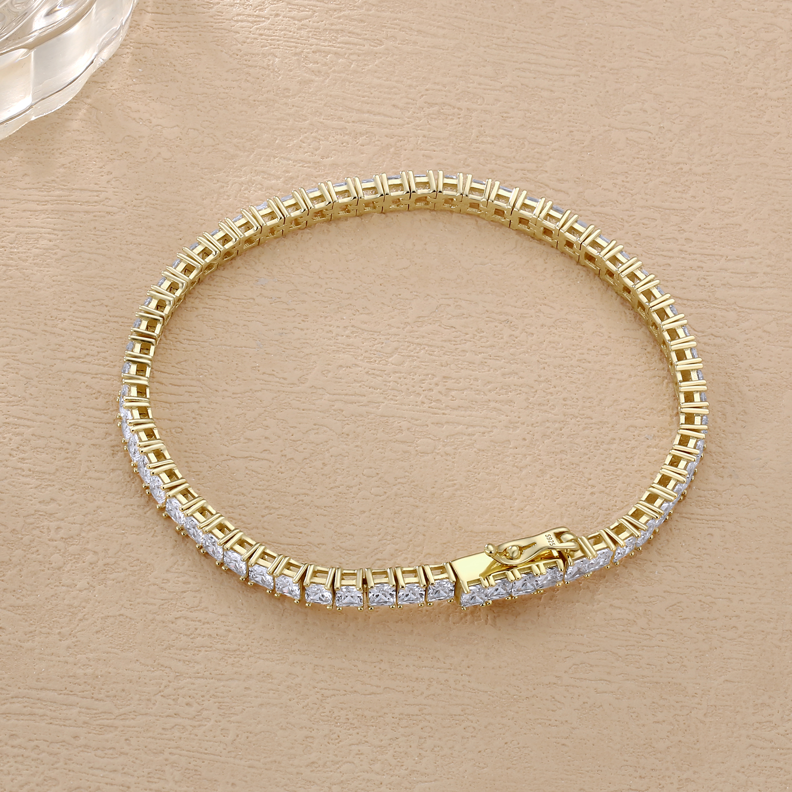 【NEW】3mm プリンセスカット テニスブレスレット  シルバー925 KRKC 