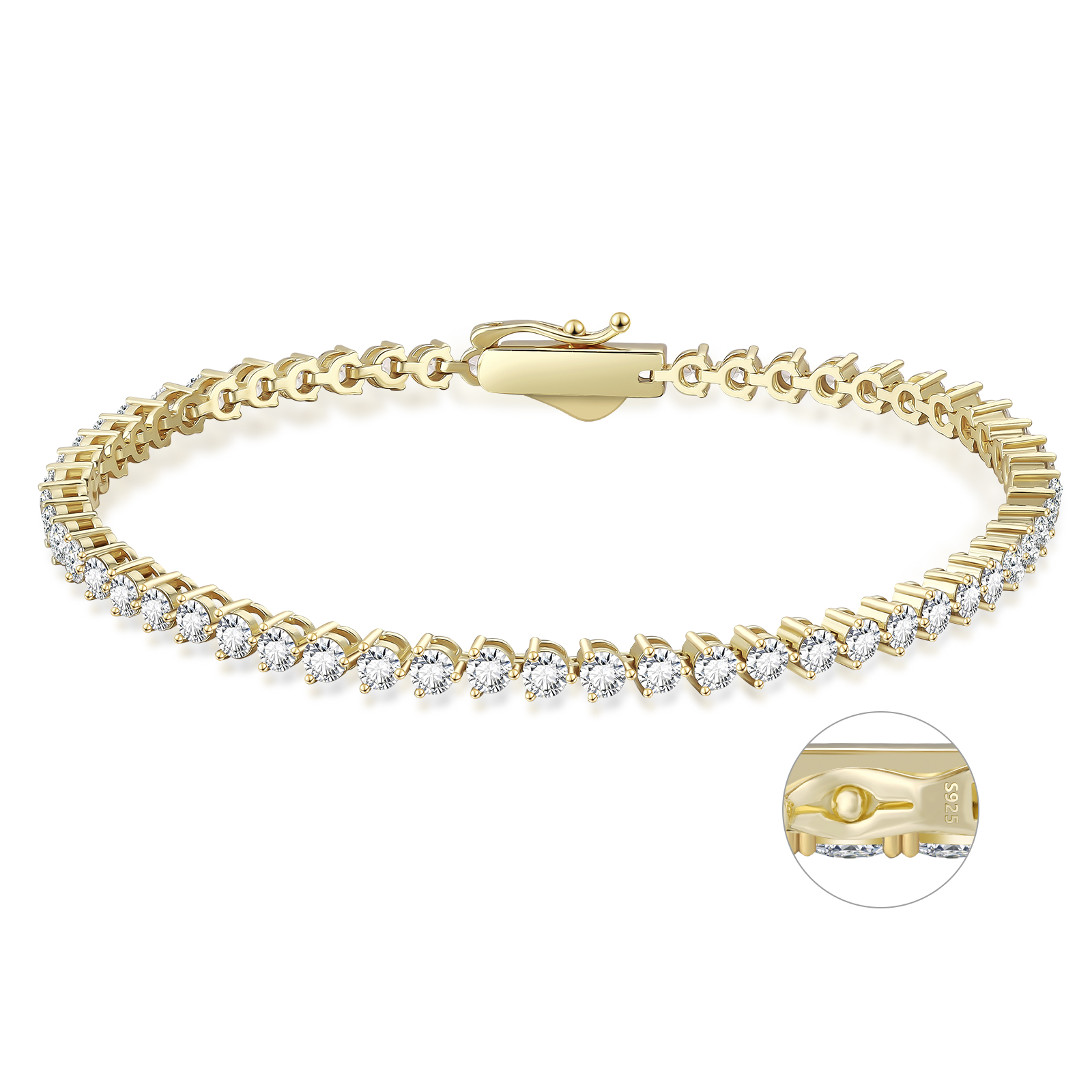 【NEW】3mm 3本爪czダイヤ テニス ブレスレット  シルバー925 KRKC 