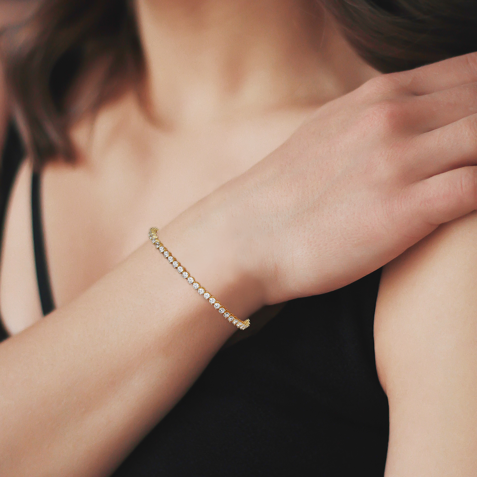 【NEW】3mm 3本爪czダイヤ テニス ブレスレット  シルバー925 KRKC 