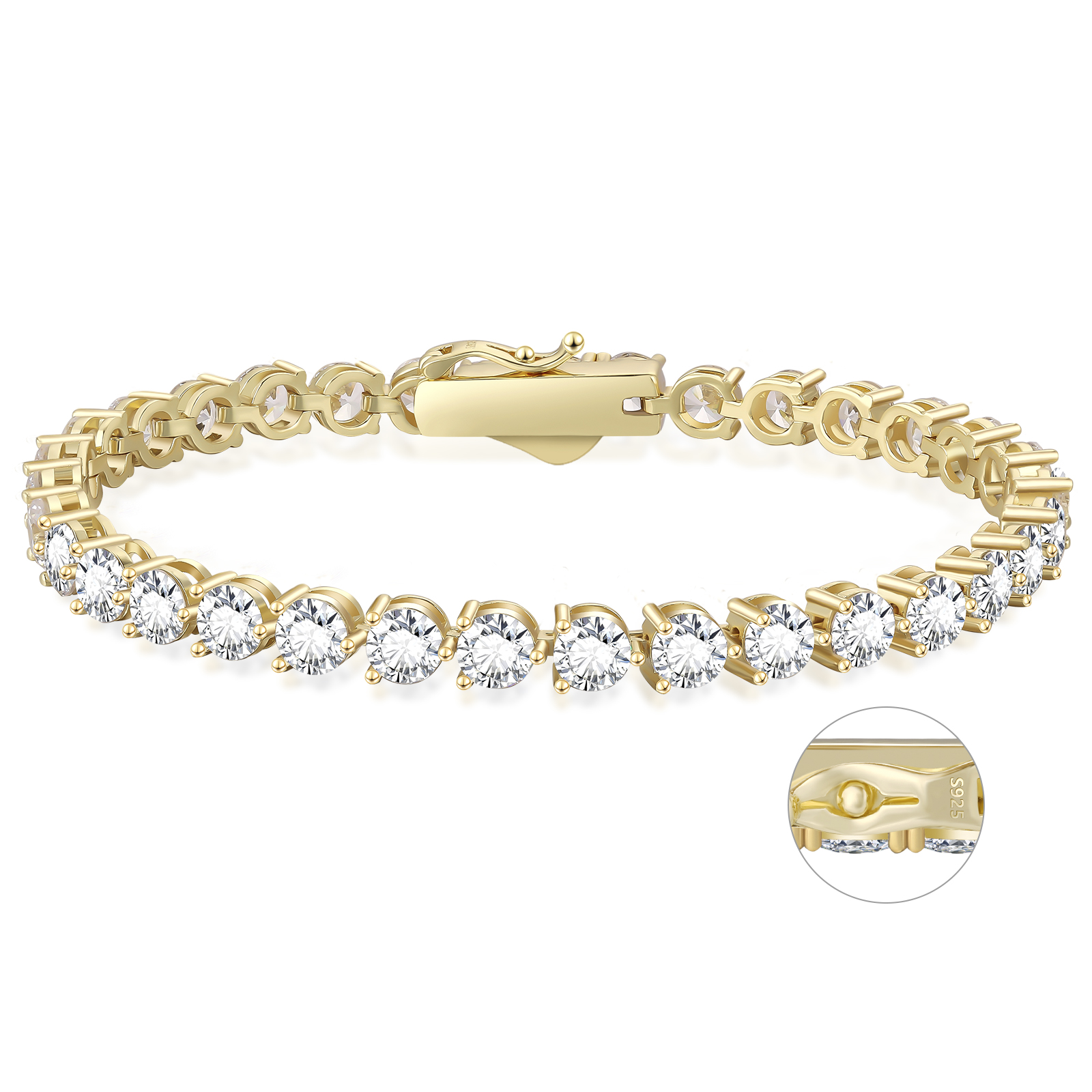 【NEW】5mm 3本爪 czダイヤ テニス ブレスレット  シルバー925 KRKC 