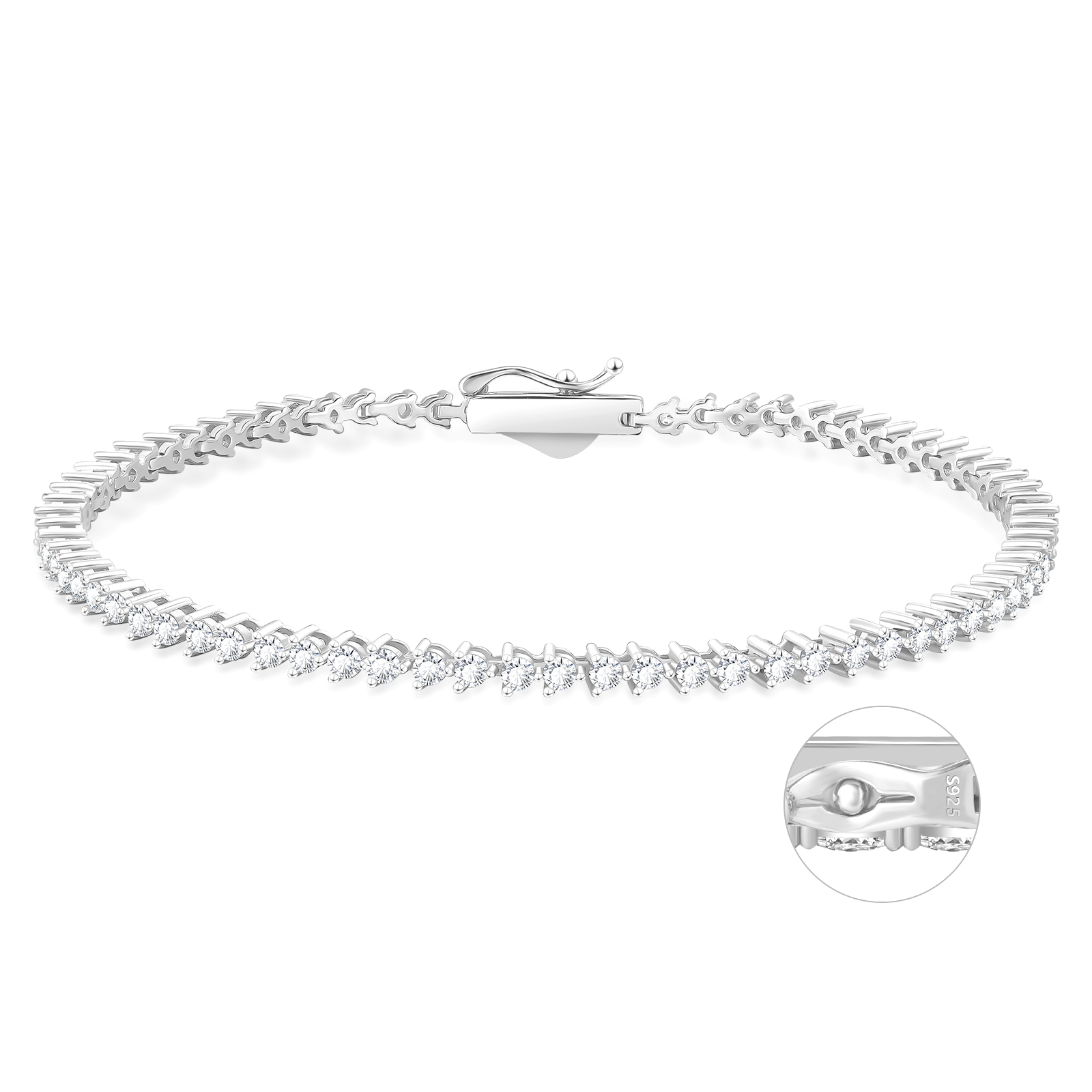 silver925 シルバー ジルコニア ダイヤ テニスチェーン 3㎜16インチ CZ