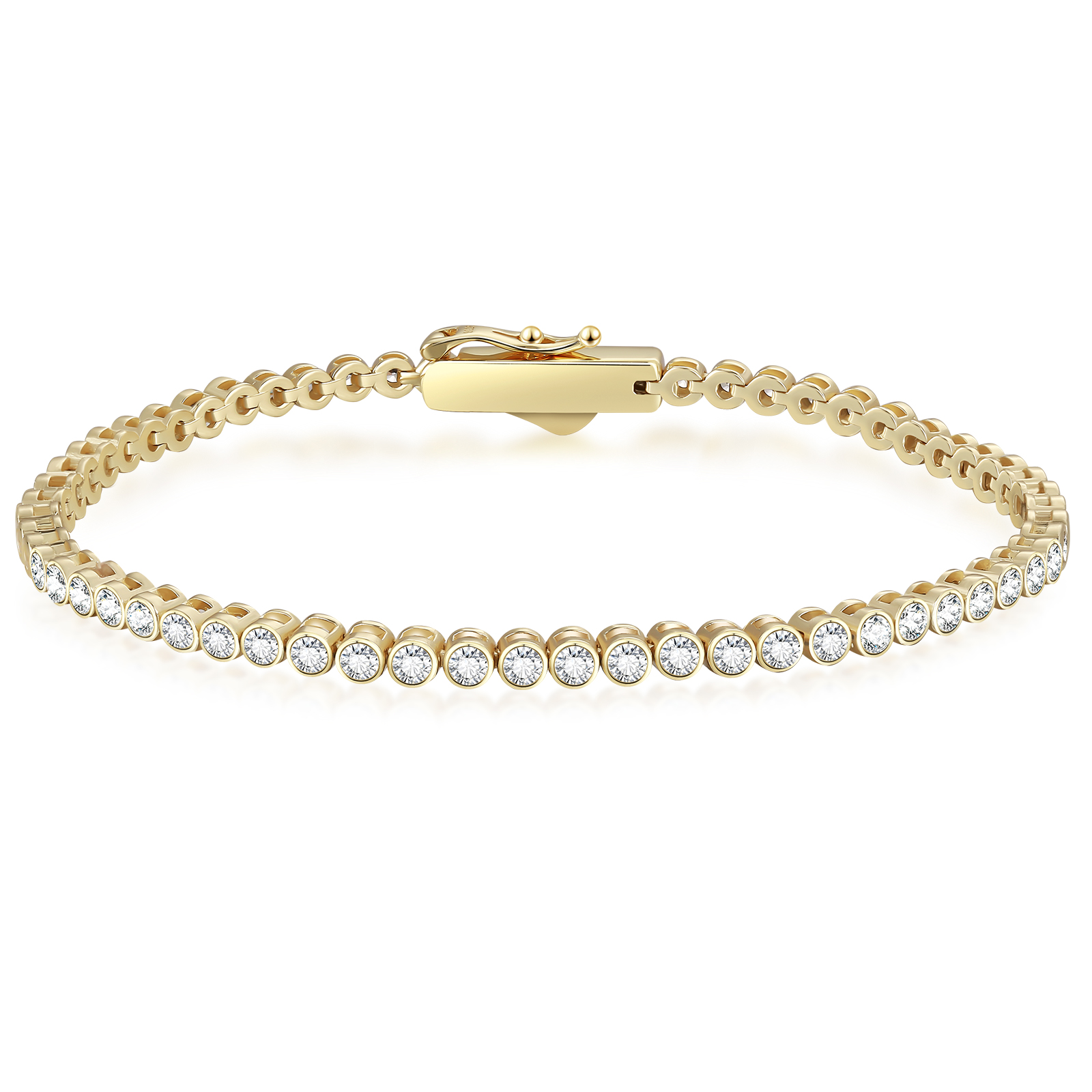 【NEW】2mm ラウンドカットczダイヤ テニス ブレスレット  シルバー925 KRKC 