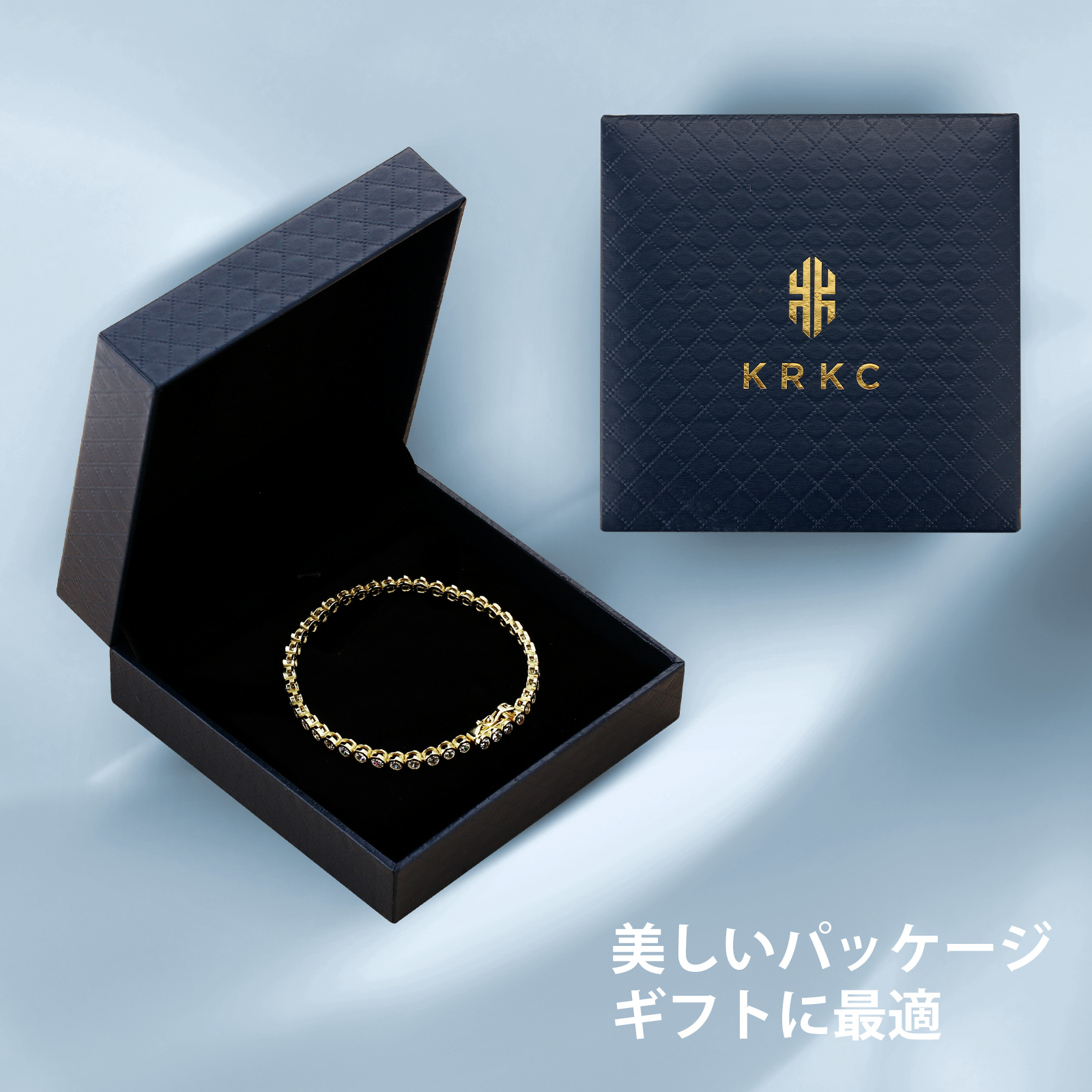 KRKC 3mm テニス ブレスレット メンズ シルバー925