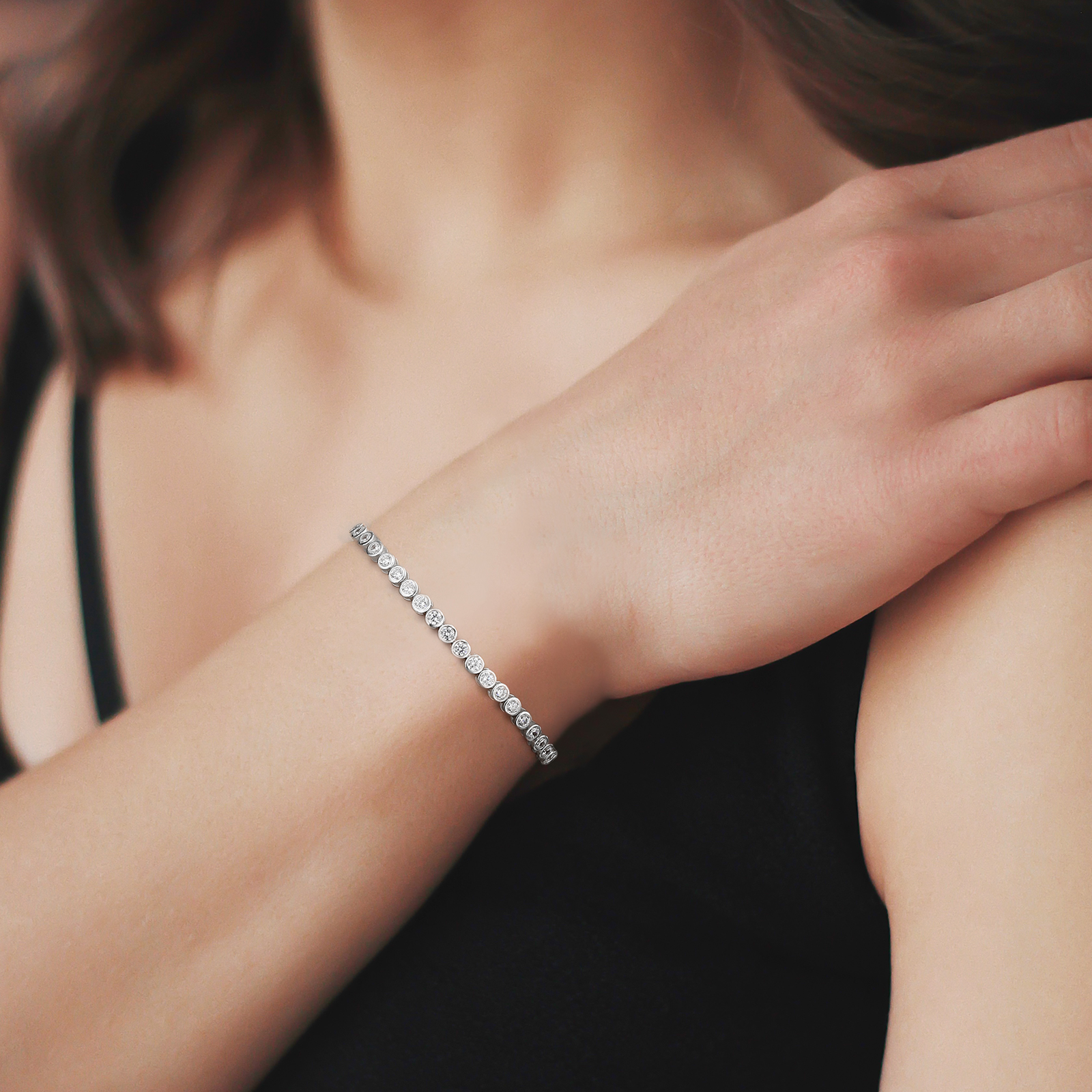 【NEW】3mm ラウンドカットczダイヤ テニス ブレスレット  シルバー925 KRKC 