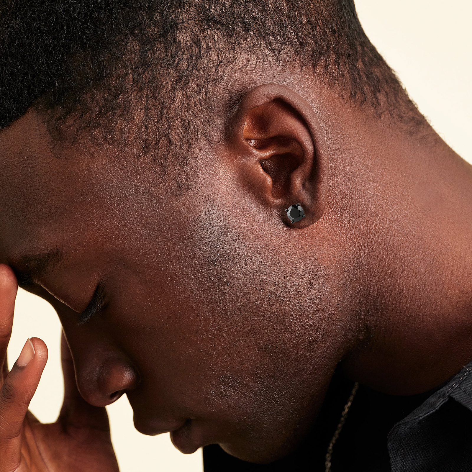 一粒ブラックモアサナイト スタッド ピアス S925 KRKC