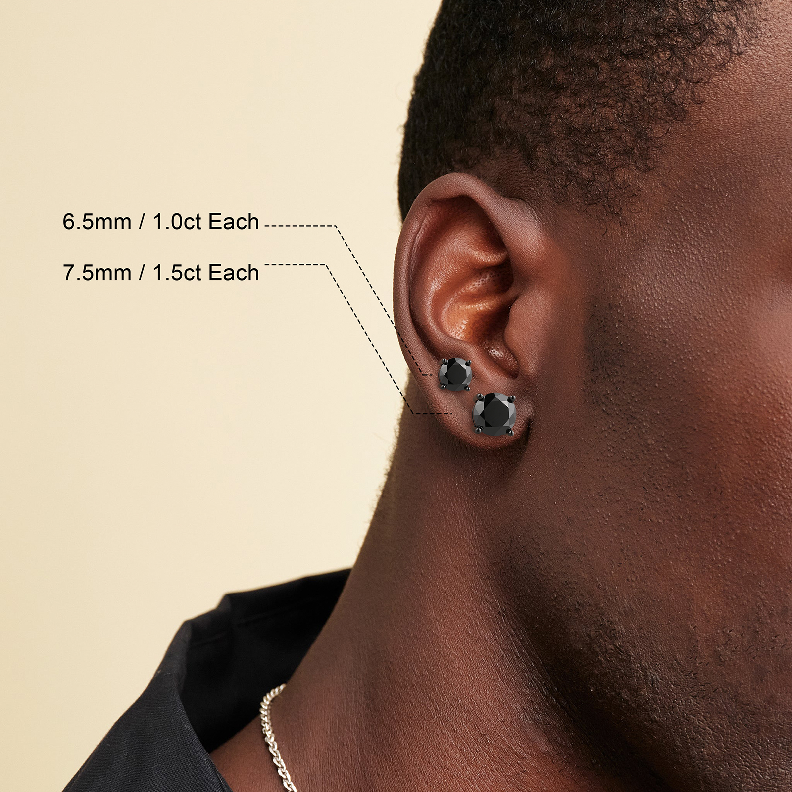 一粒ブラックモアサナイト スタッド ピアス S925 KRKC