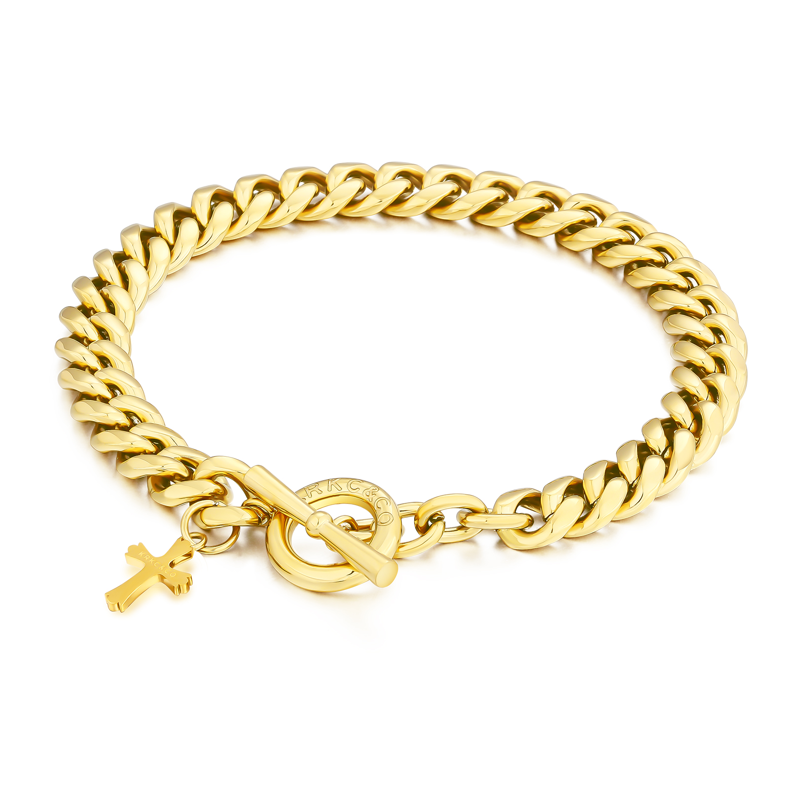 OT クラスプ ステンレススチール 　キューバン ブレスレット