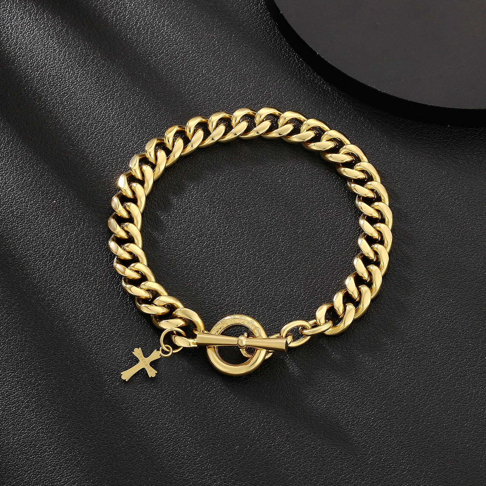 OT クラスプ ステンレススチール 　キューバン ブレスレット