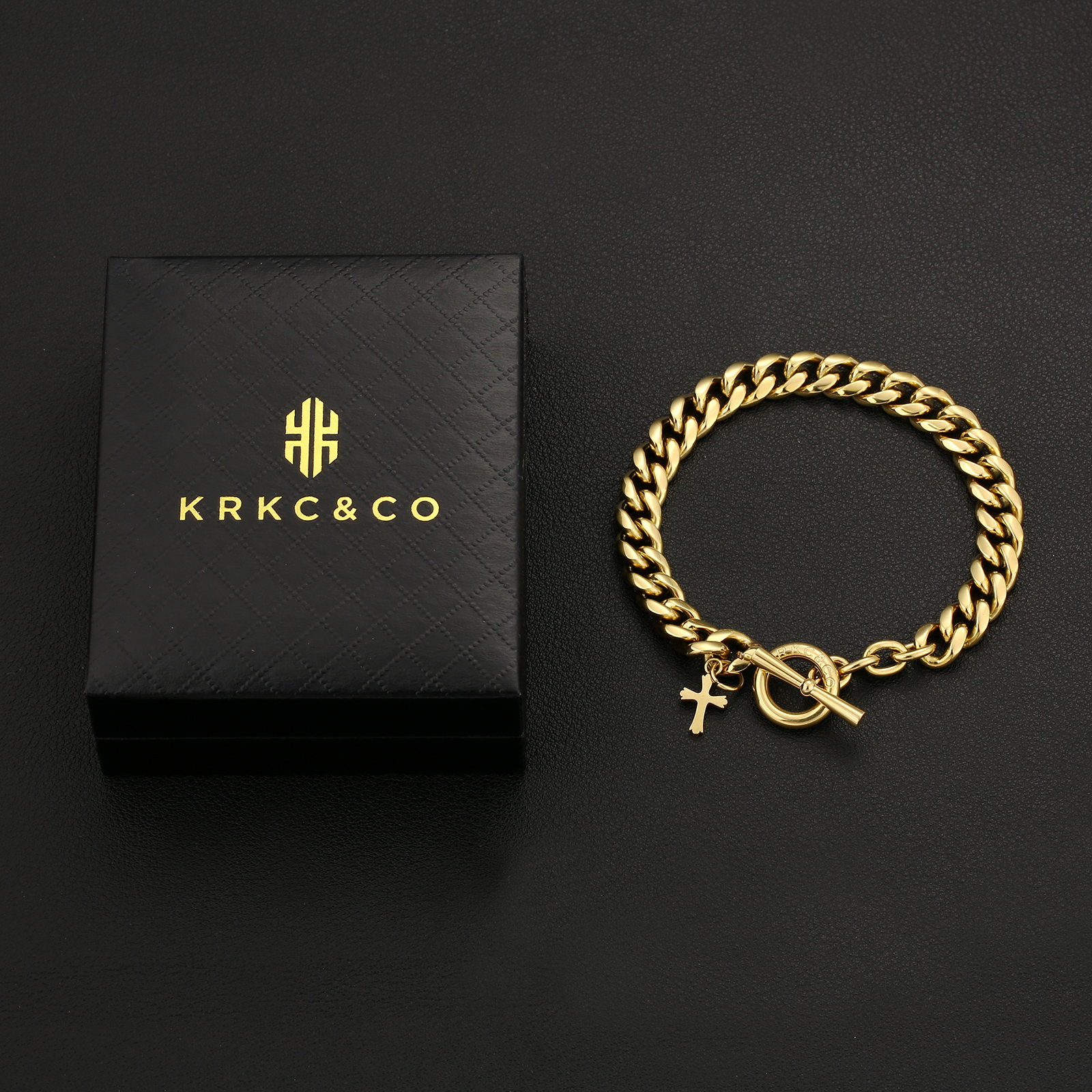 OT クラスプ ステンレススチール 　キューバン ブレスレット