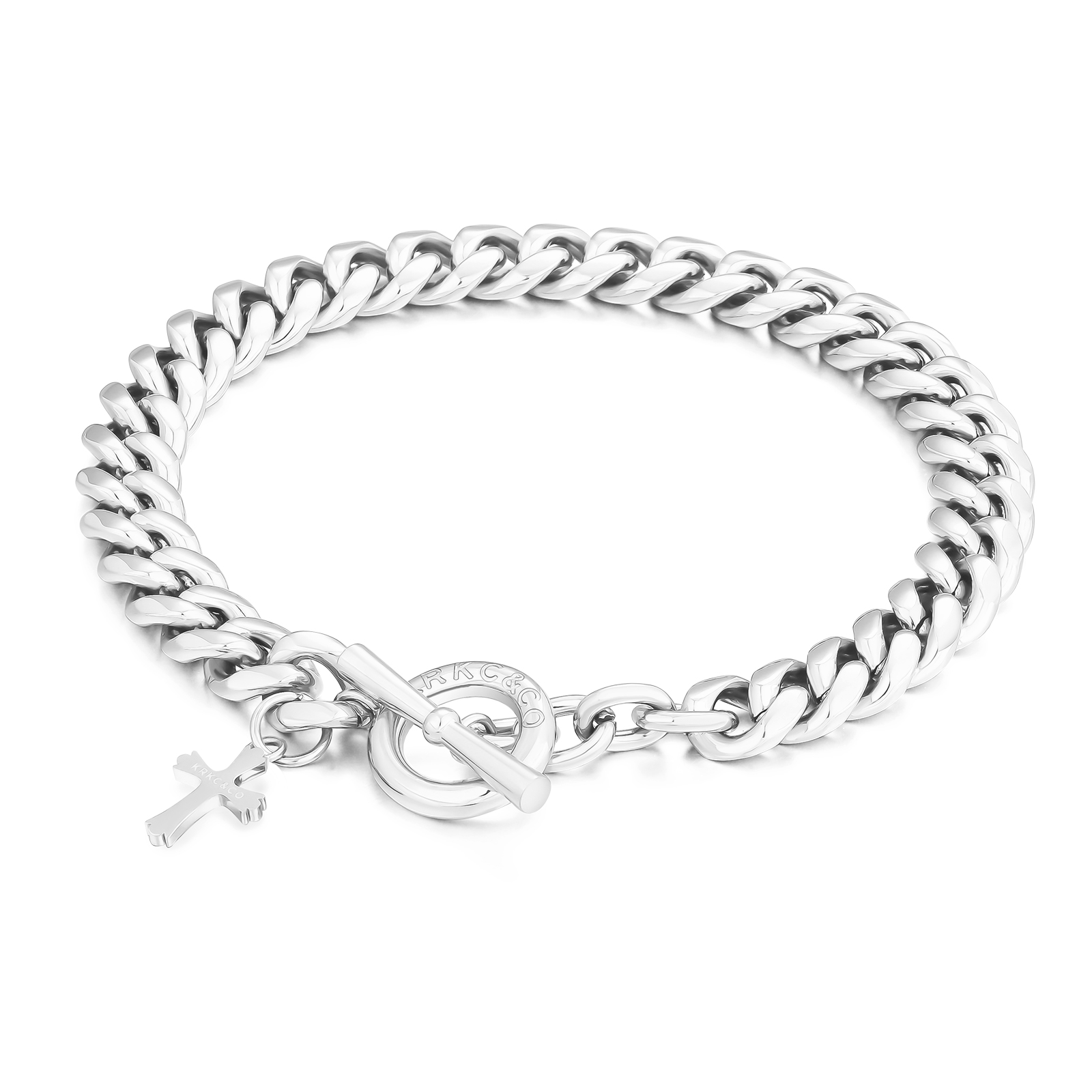 OT クラスプ ステンレススチール 　キューバン ブレスレット