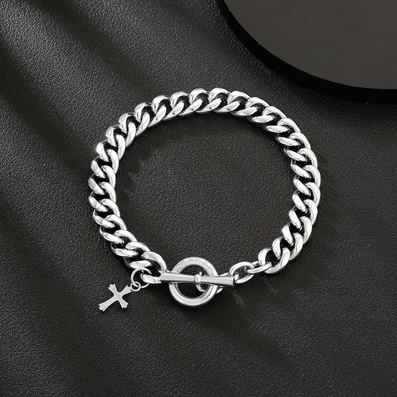 OT クラスプ ステンレススチール 　キューバン ブレスレット