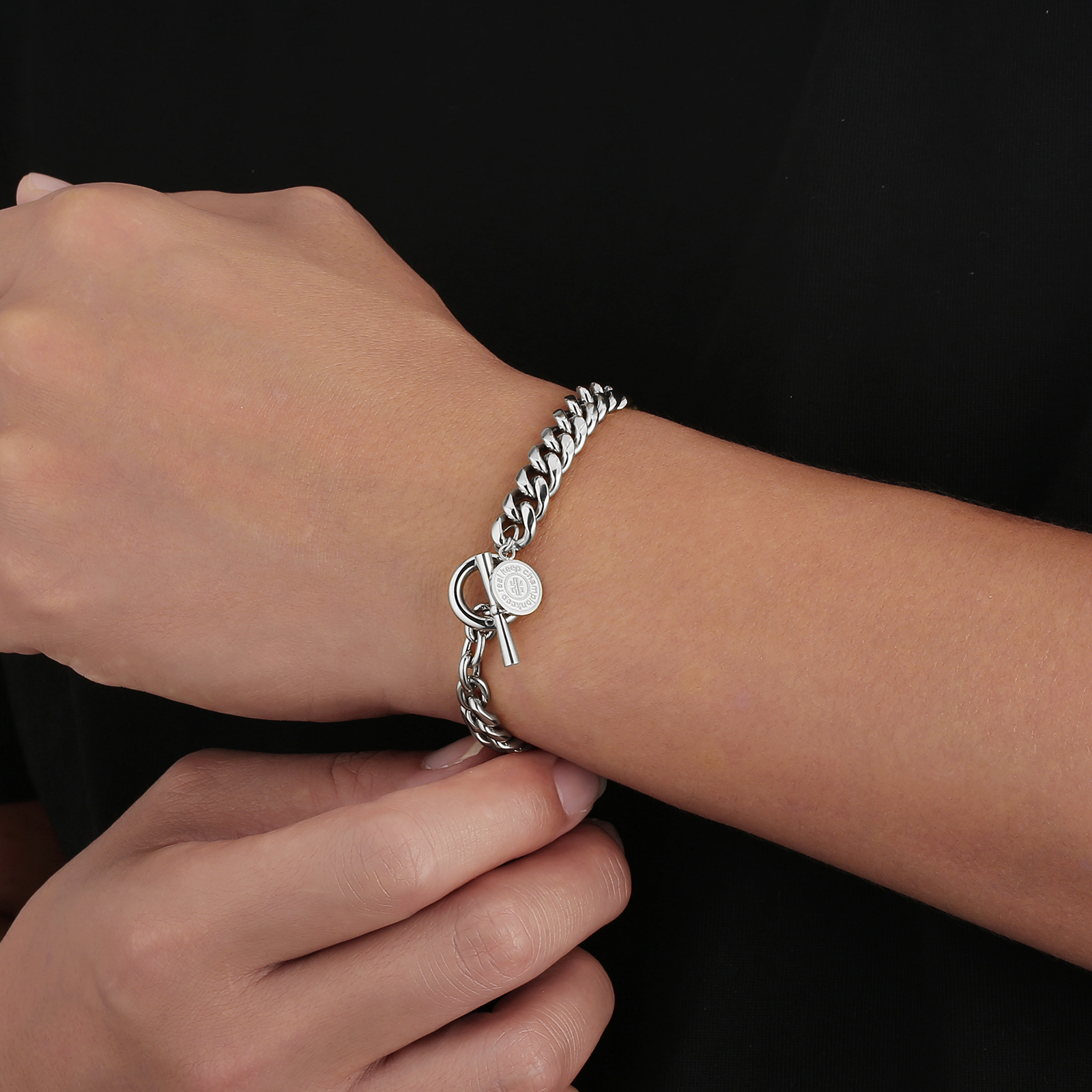 OT クラスプ ステンレススチール キューバン ブレスレット