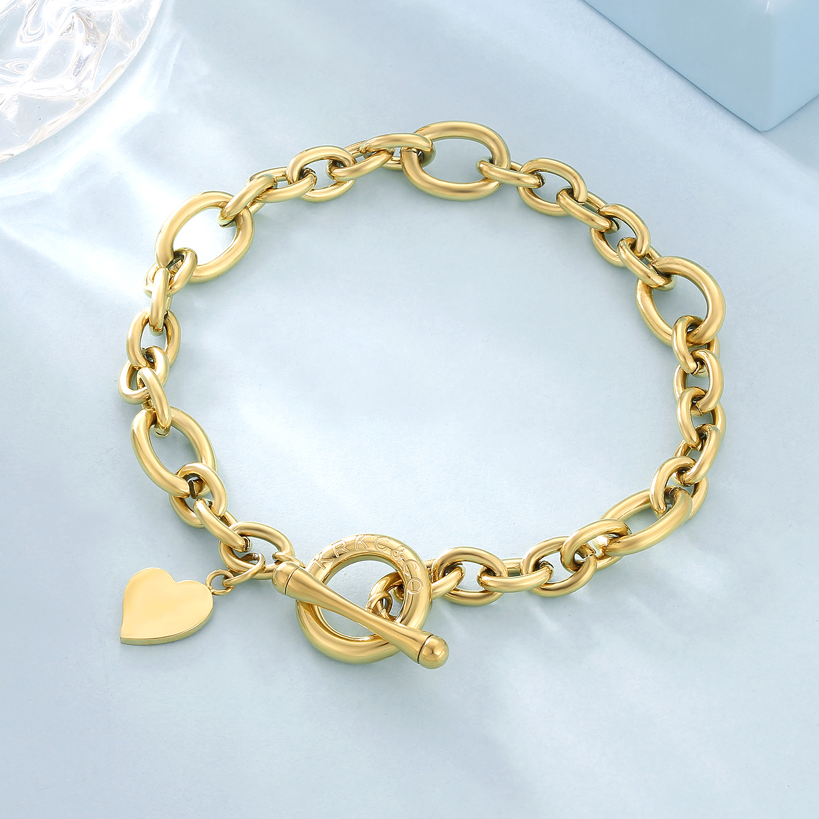 OT クラスプ ステンレススチール キューバン ブレスレット