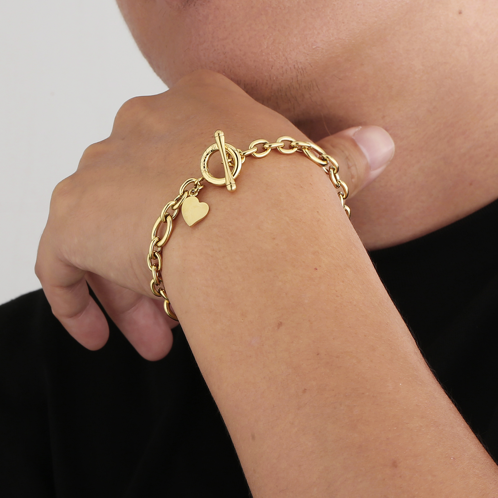 OT クラスプ ステンレススチール キューバン ブレスレット