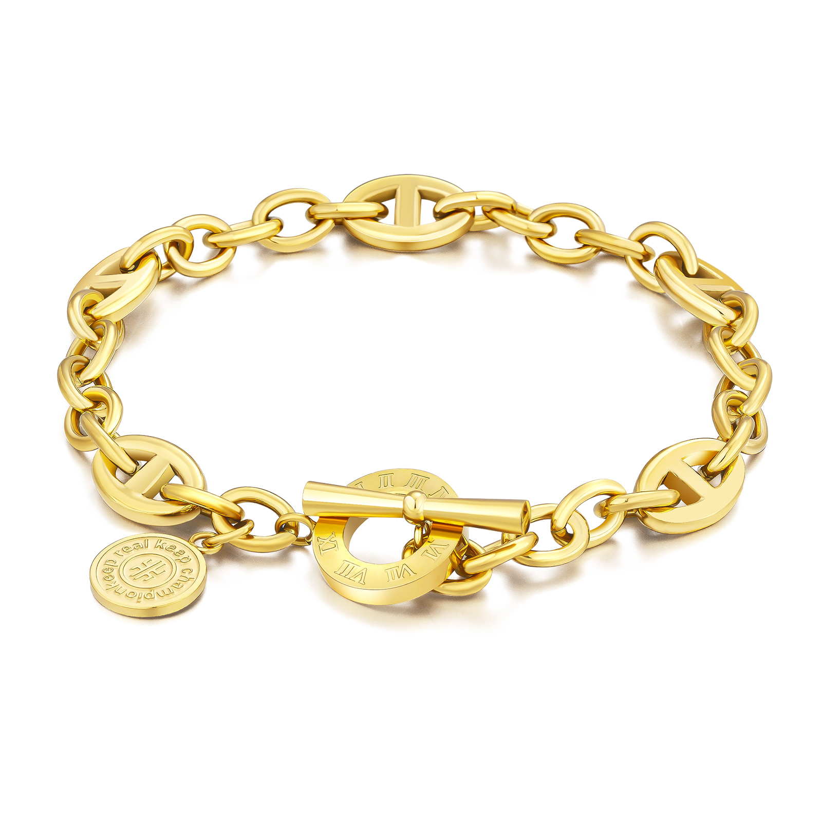 OT クラスプ ステンレススチール キューバン ブレスレット