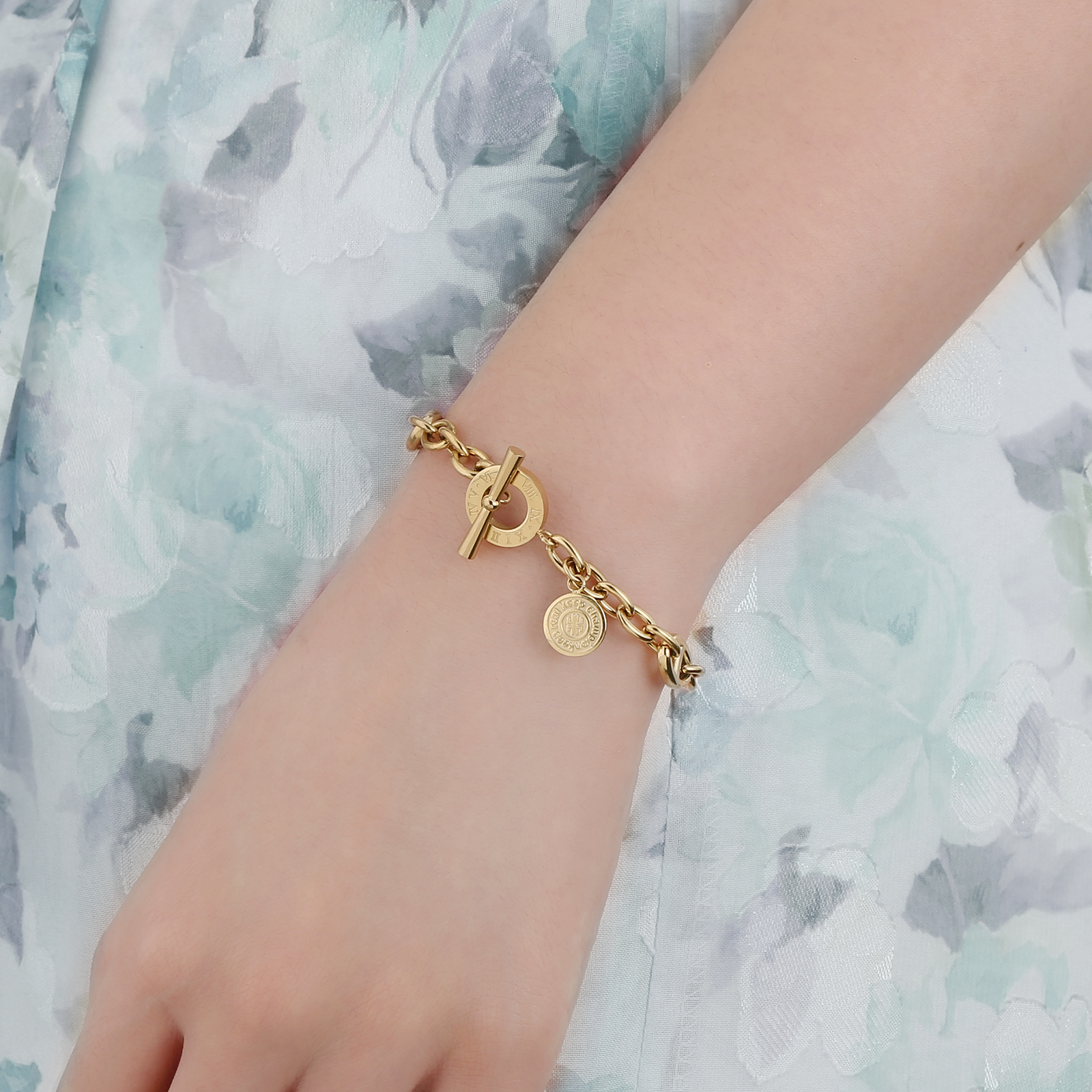 OT クラスプ ステンレススチール キューバン ブレスレット