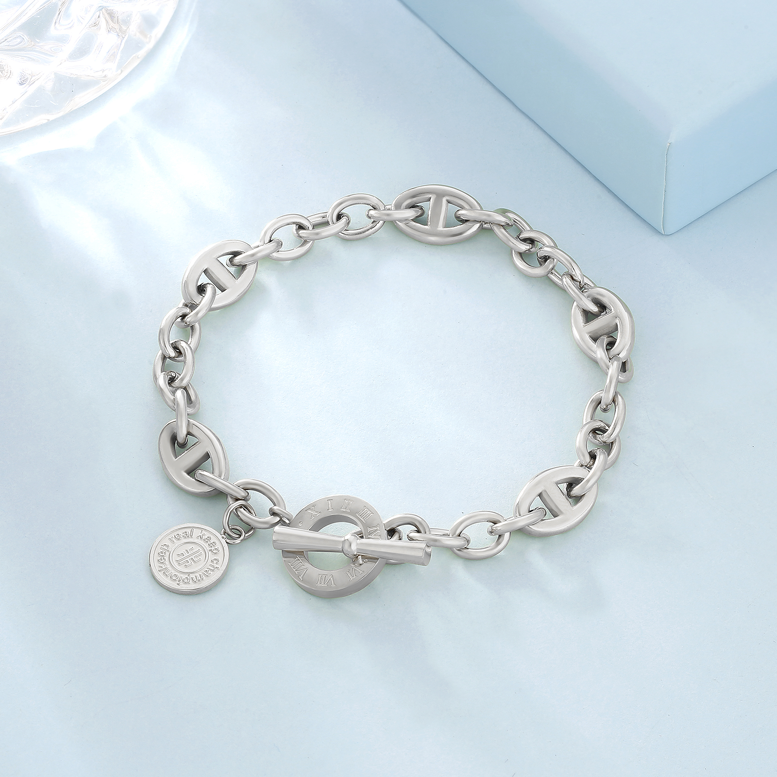 OT クラスプ ステンレススチール キューバン ブレスレット