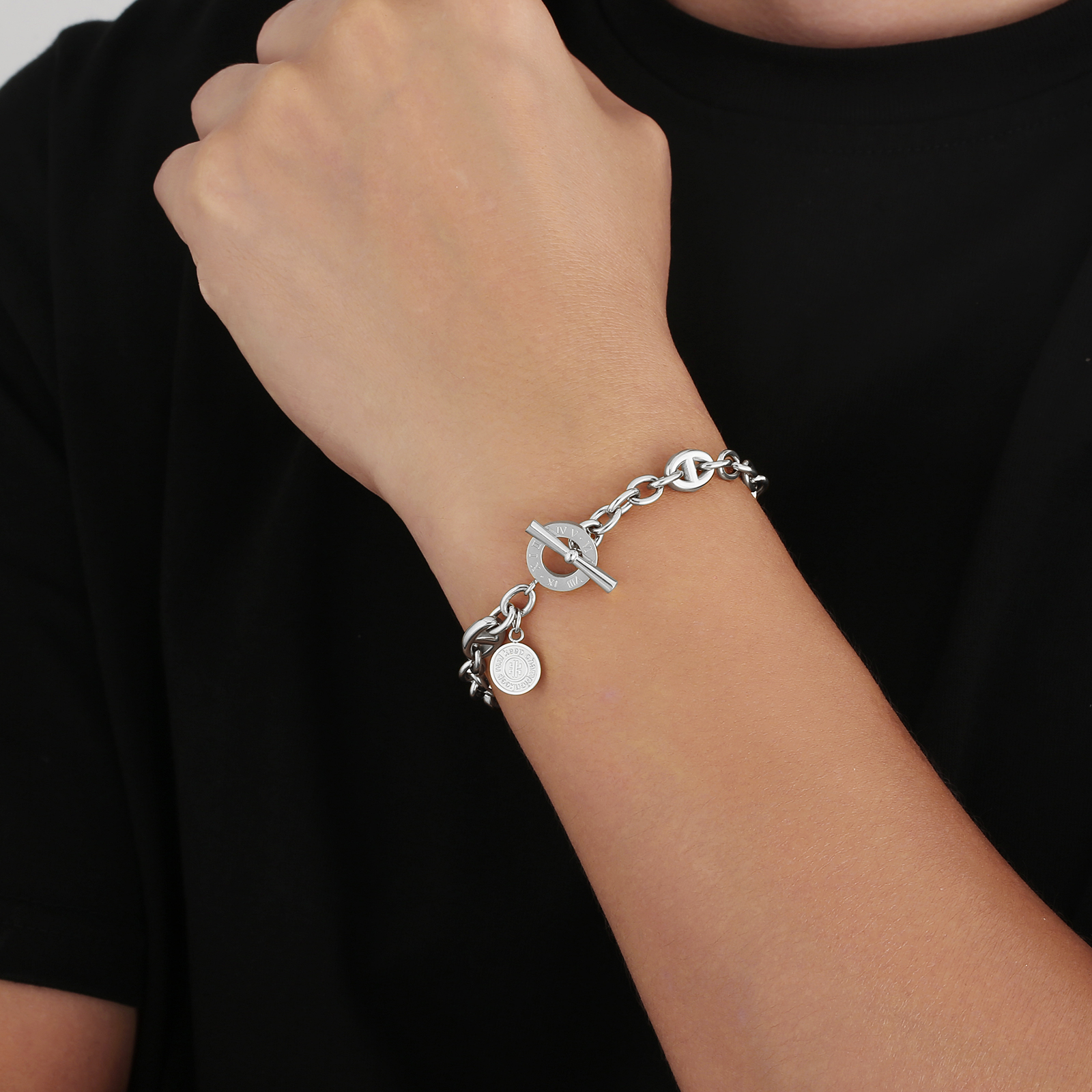 OT クラスプ ステンレススチール キューバン ブレスレット