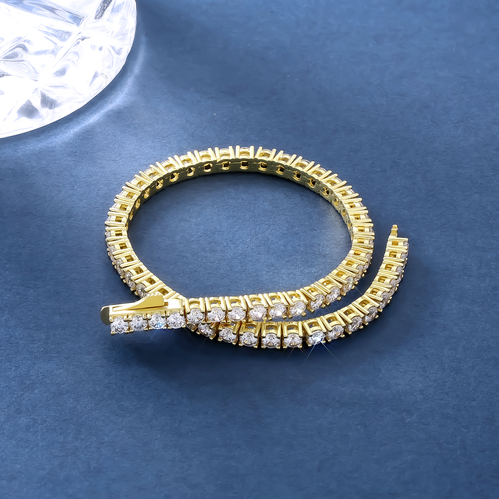 【NEW】3mm テニス ブレスレット メンズ 真鍮 KRKC