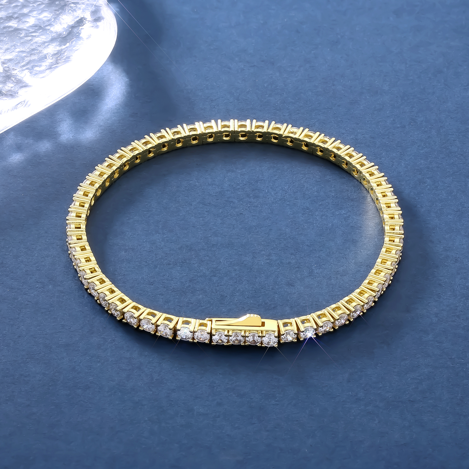 【NEW】3mm テニス ブレスレット メンズ 真鍮 KRKC