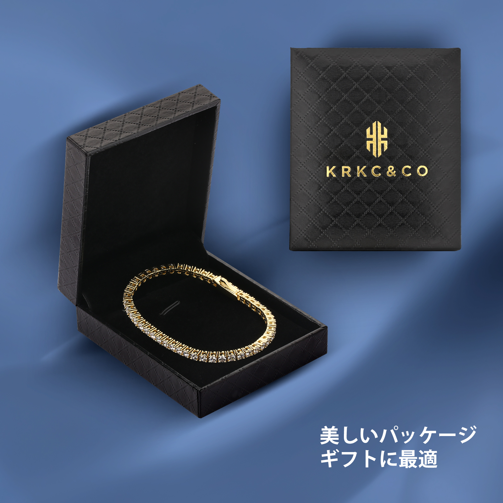 KRKC 3mm テニスチェーンブレスレット 14k/ホワイトゴール 