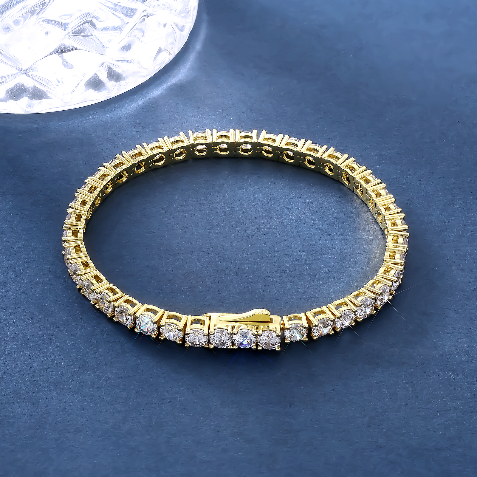 KRKC 3mm テニスチェーンブレスレット 14k/ホワイトゴール