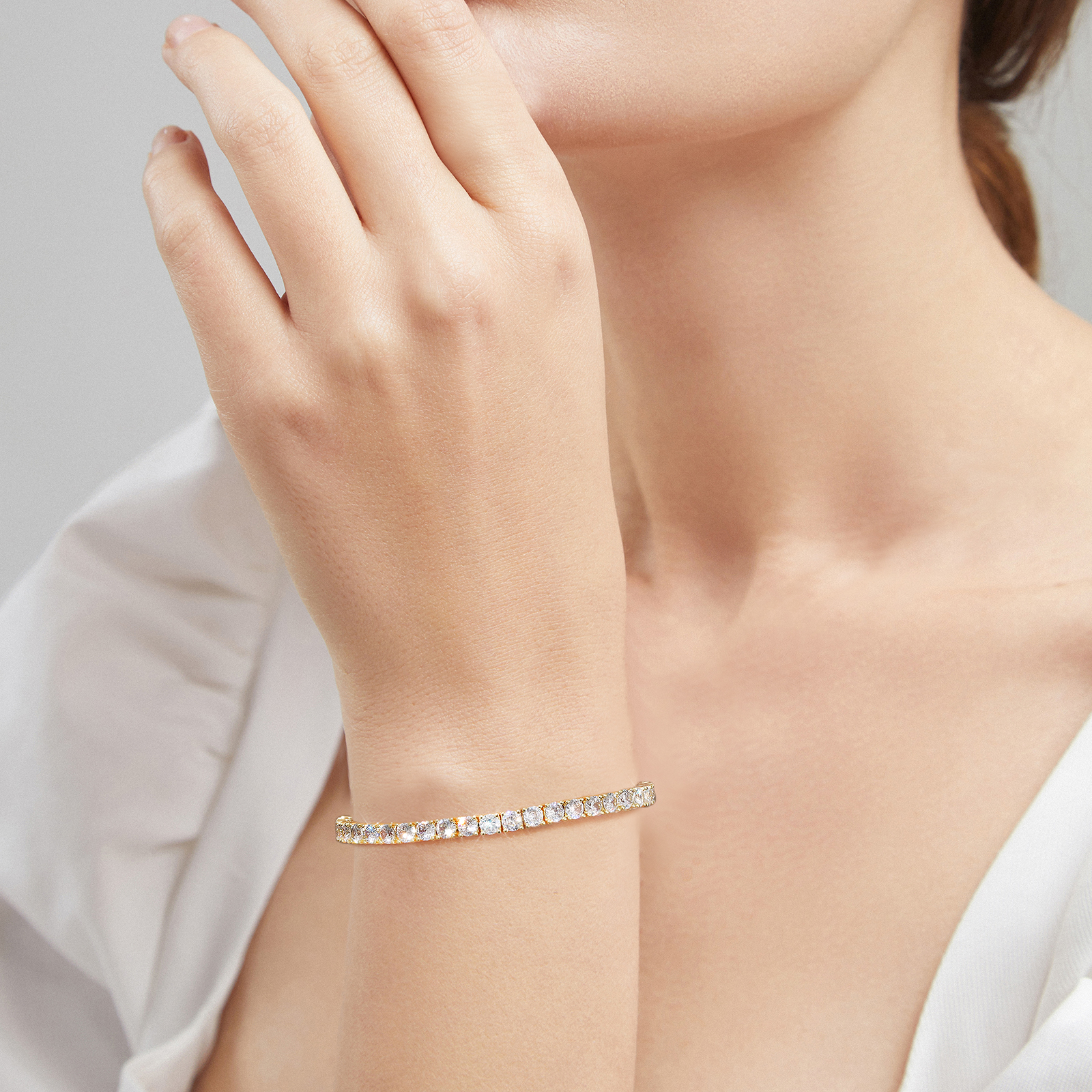 【NEW】4mm CZダイヤ テニス ブレスレット メンズ 真鍮 KRKC