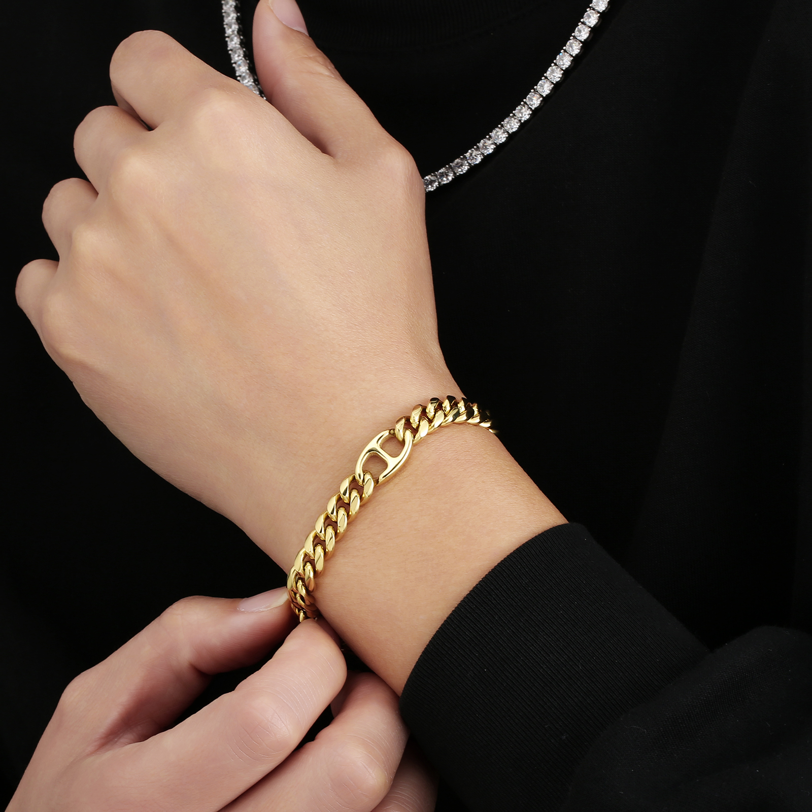 幅8mm 喜平 ブレスレット メンズ OT 留め具 KRKC