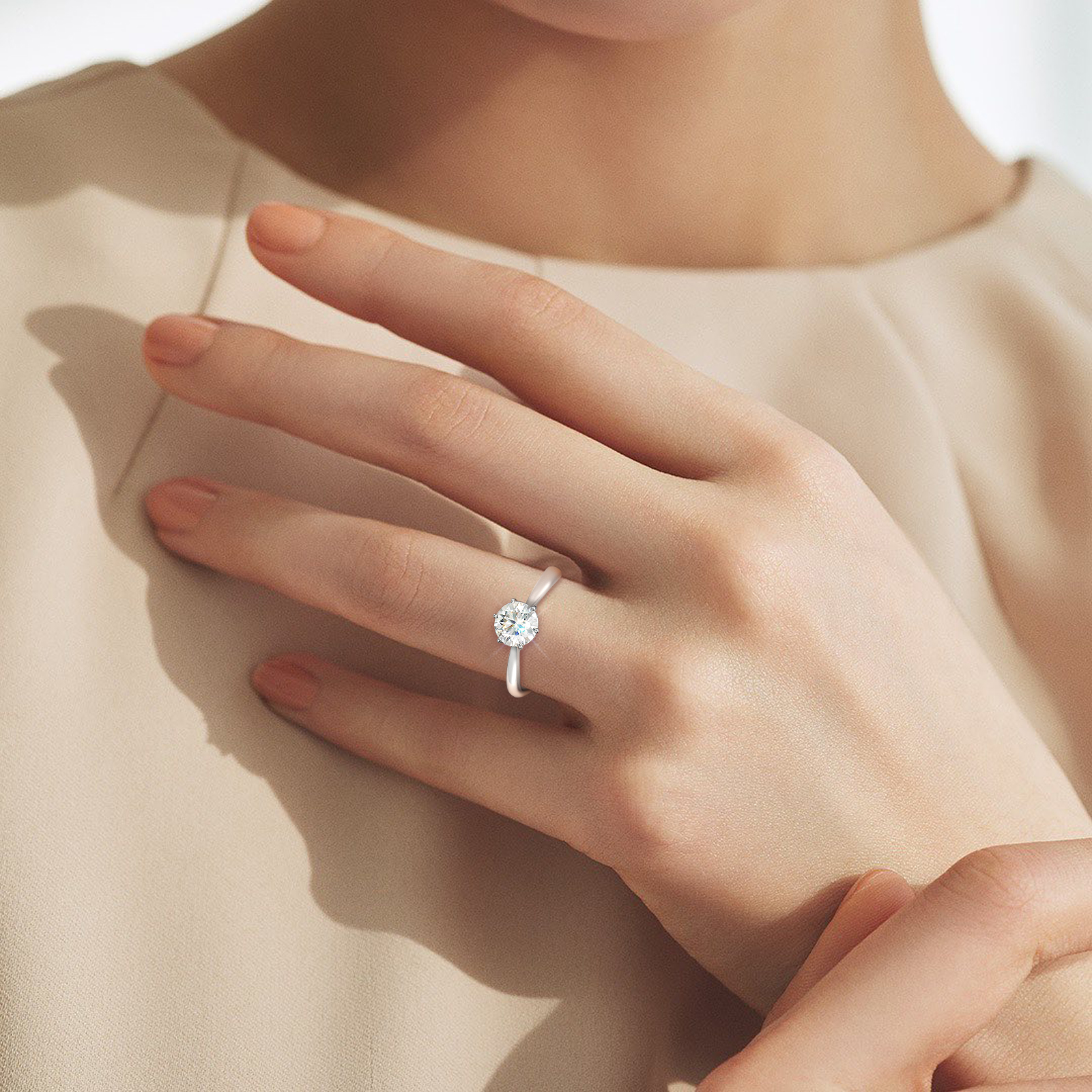 0.5/1.0カラット VVS1 モアサナイト リング レディース 0185 KRKC