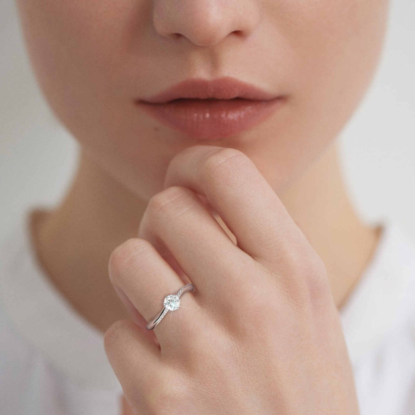 0.5カラット VVS1 モアサナイト リング レディース 0186 KRKC