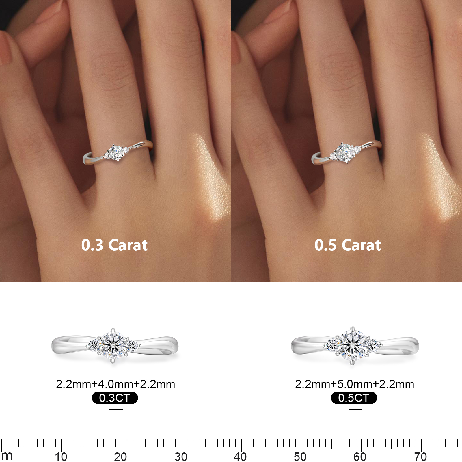 0.5カラット VVS1 モアサナイト リング レディース 0187 KRKC