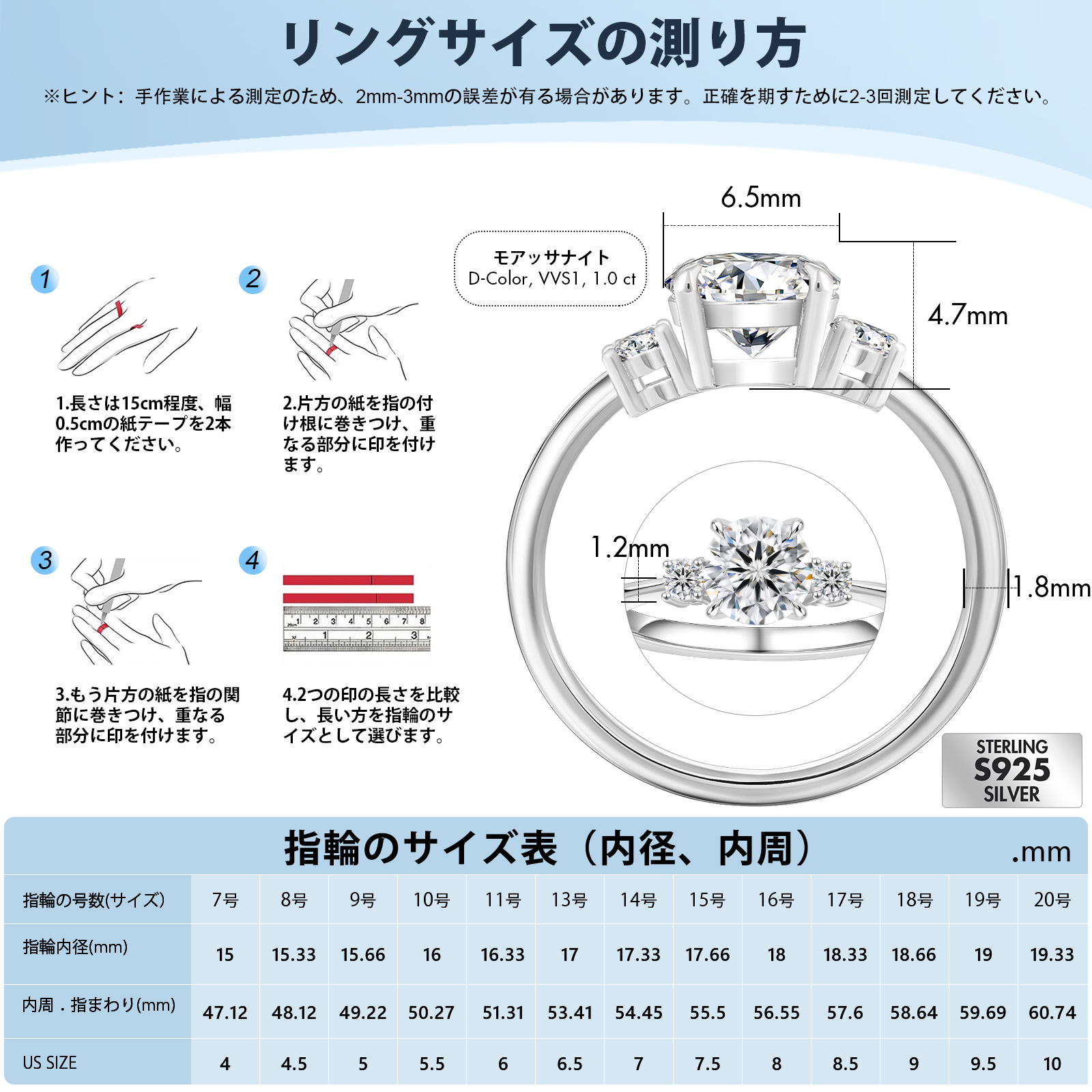 1.0カラット VVS1 モアサナイト リング レディース 0189 KRKC