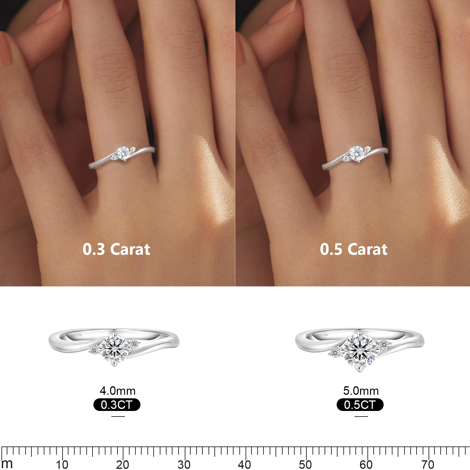 0.3/カラット VVS1 モアサナイト リング レディース 0196 KRKC