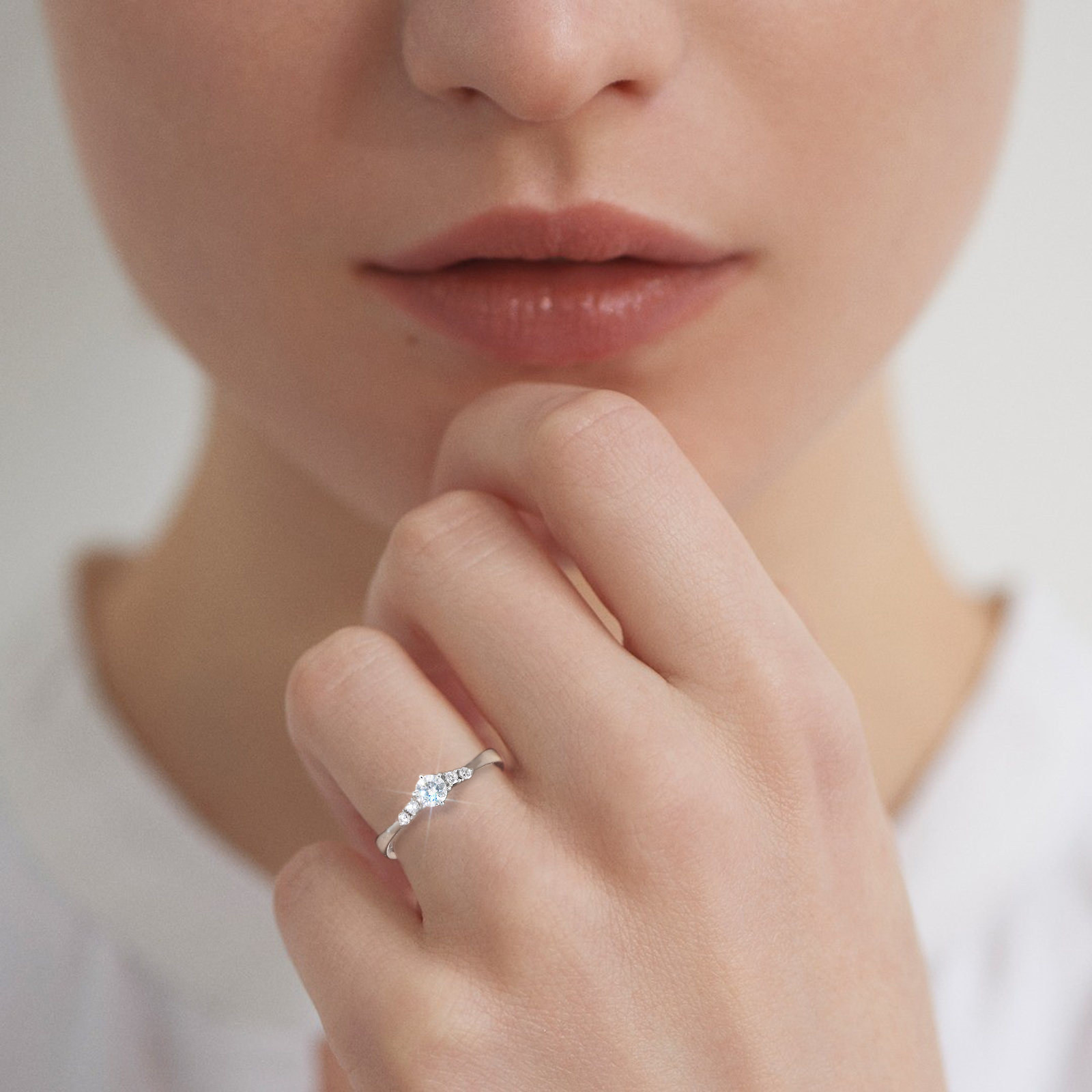 0.3/0.5カラット VVS1 モアサナイト リング レディース 0197 KRKC