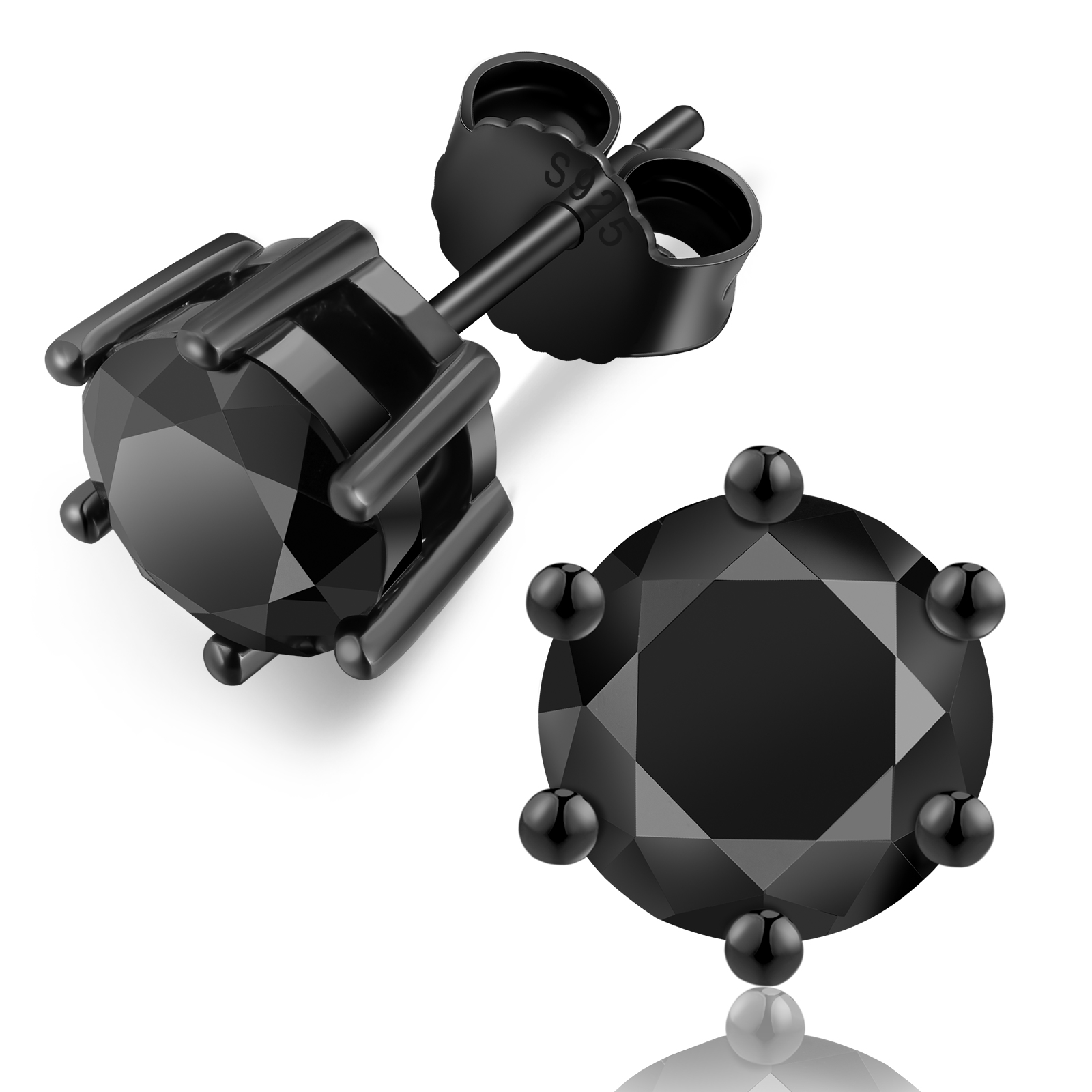 一粒ブラックモアサナイト スタッド ピアス S925 KRKC 0204