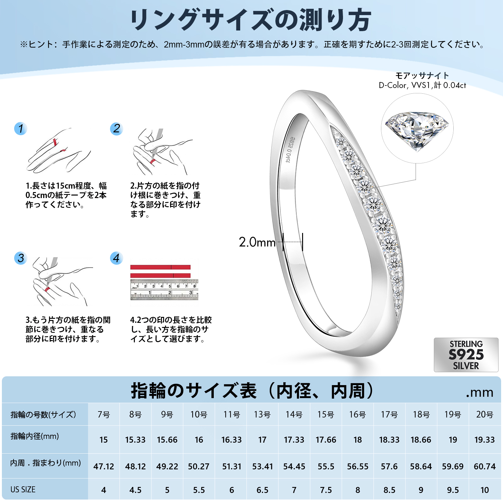 0.04カラット VVS1 モアサナイト リング レディース 婚約指輪 結婚