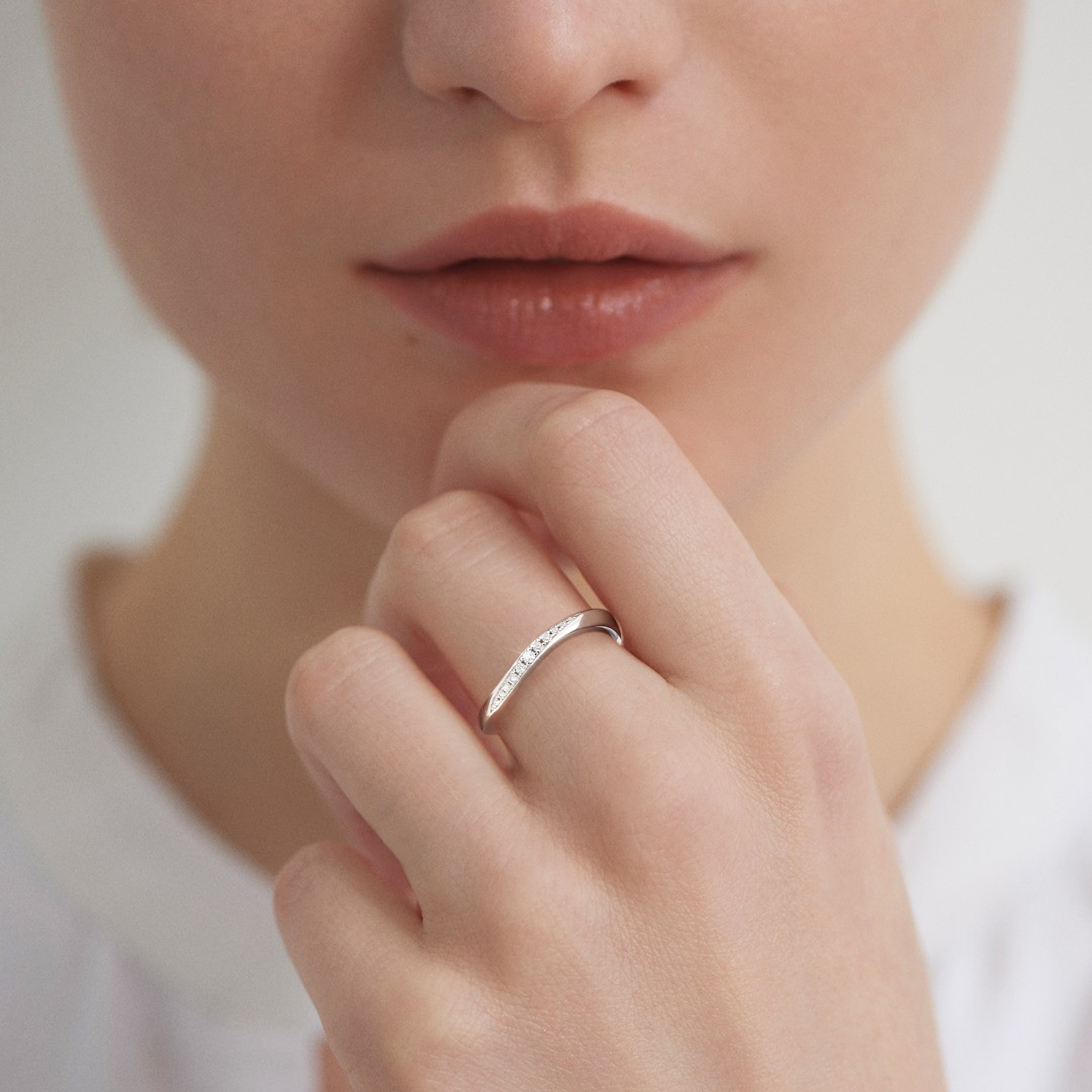 0.04カラット VVS1 モアサナイト リング レディース 0215 KRKC