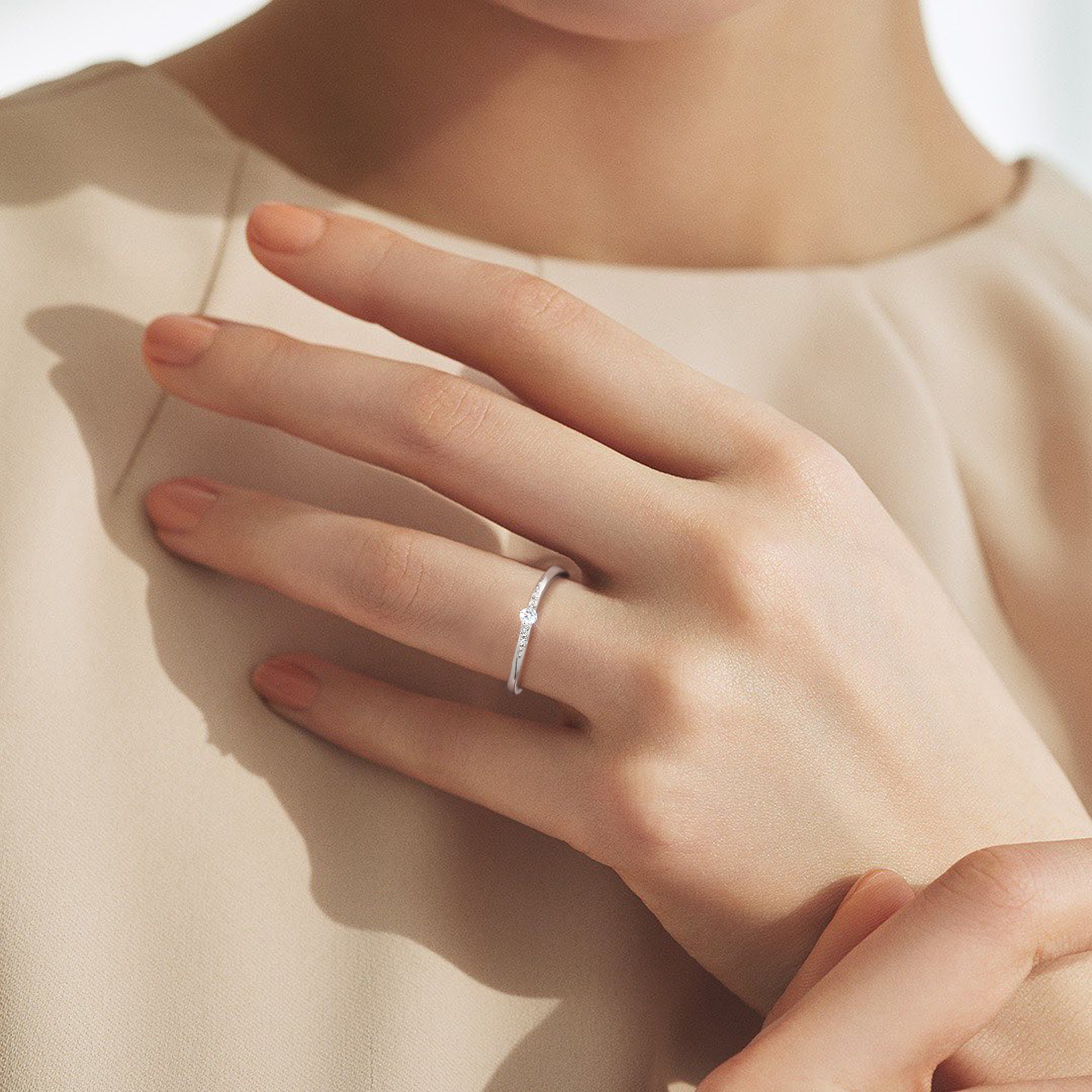 0.07カラット VVS1 モアサナイト リング レディース 0216 KRKC