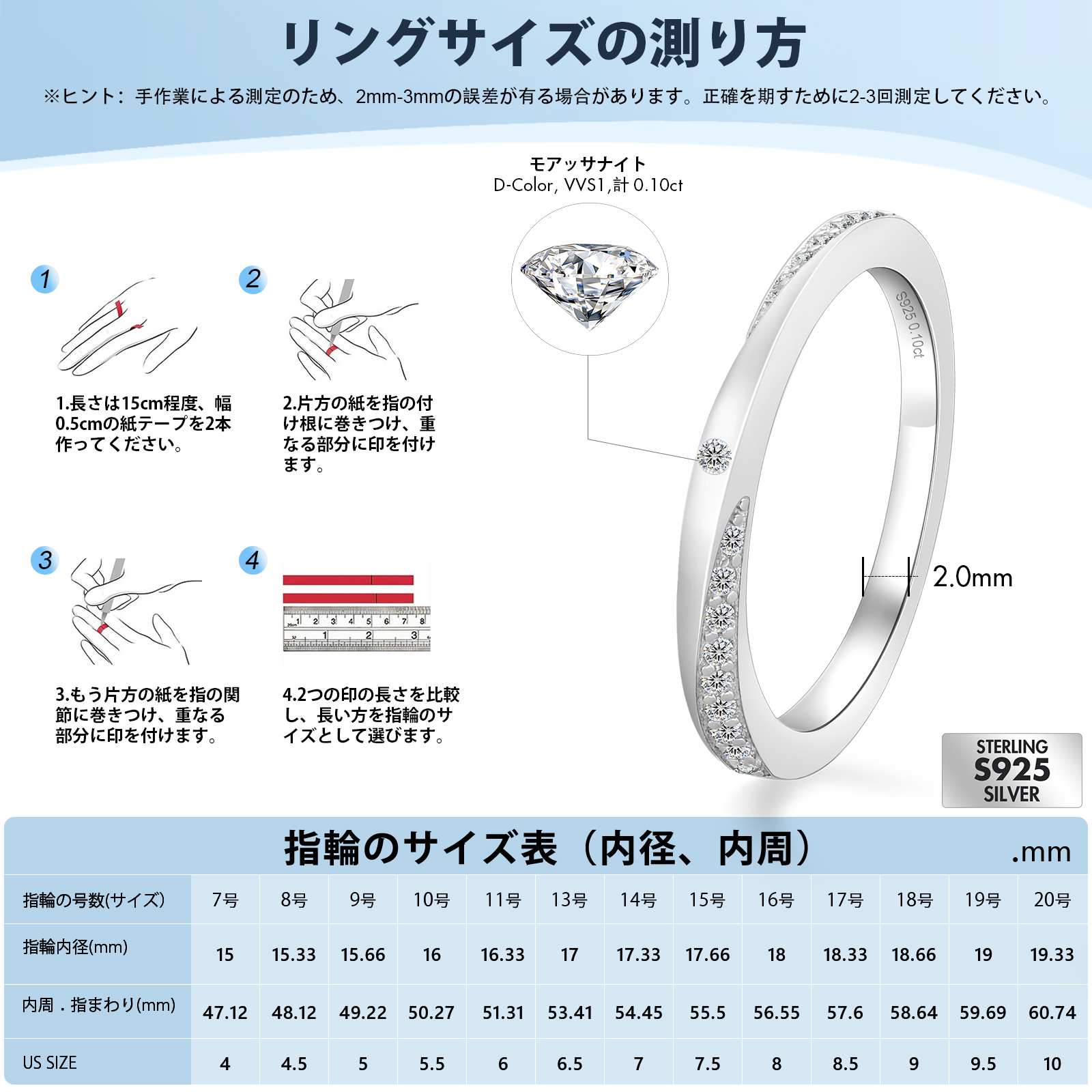 0.04カラット VVS1 モアサナイト リング レディース 婚約指輪 結婚