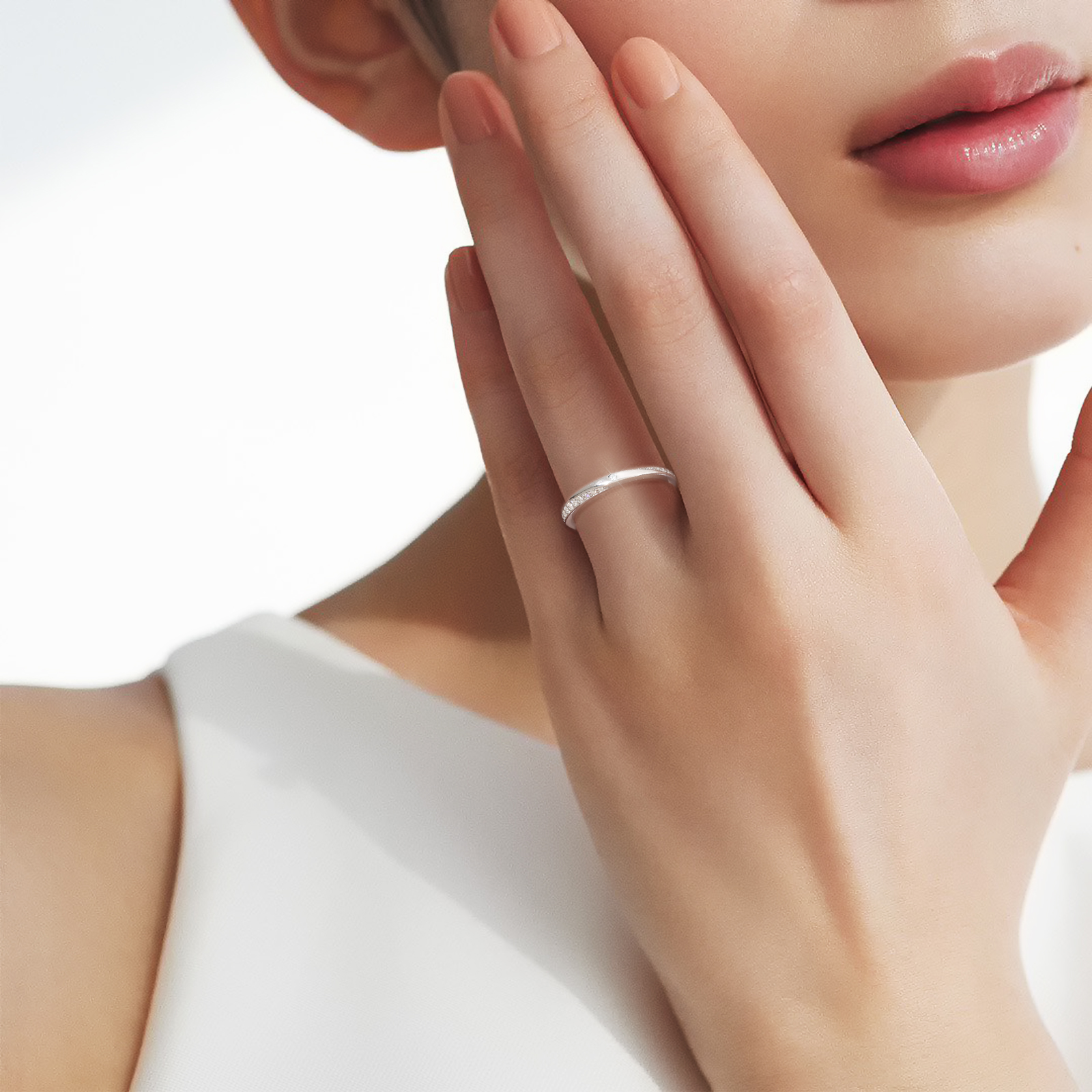 0.1カラット VVS1 モアサナイト リング レディース 0217 KRKC