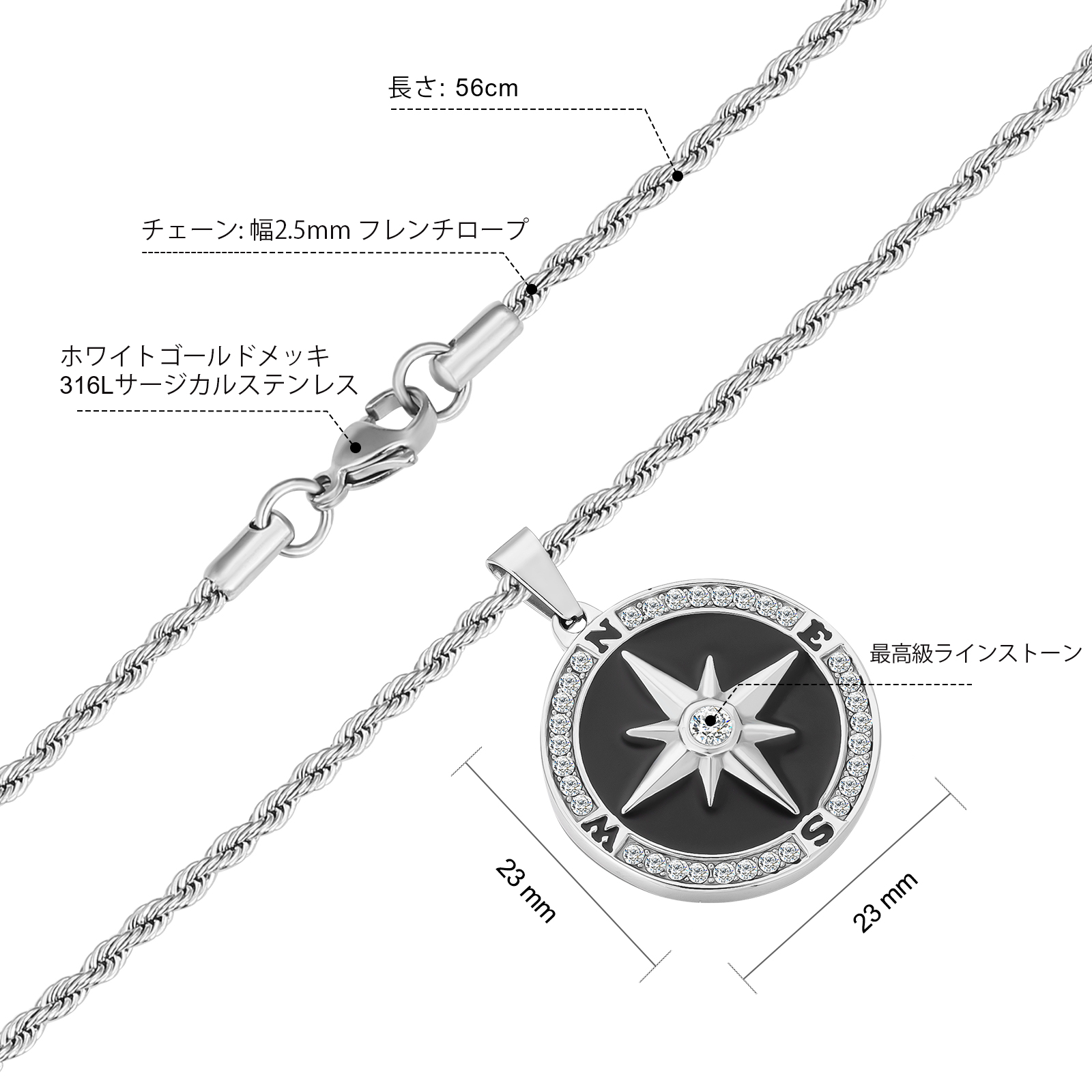 コンパス コイン ネックレス メンズ CPBK KRKC