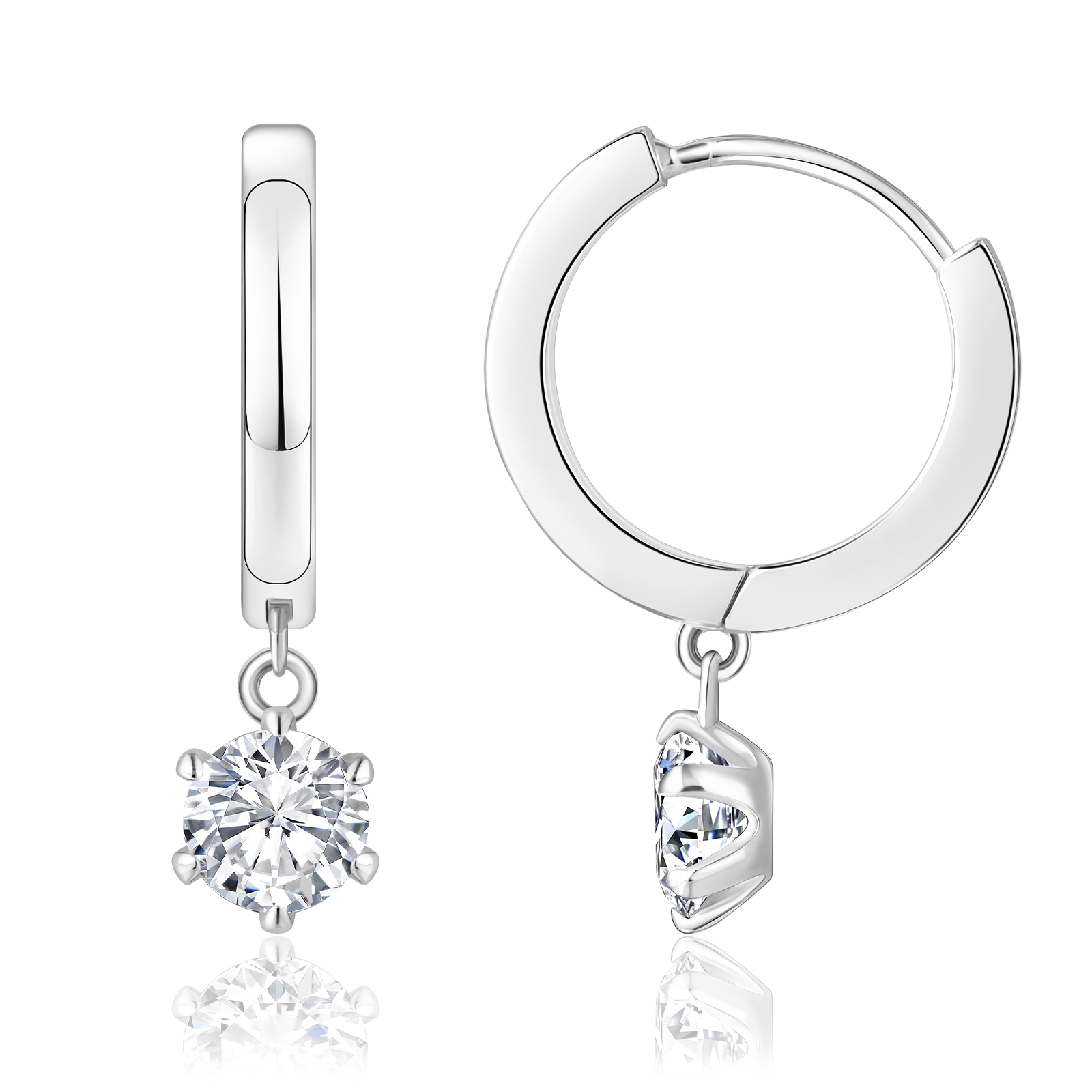 15mm  シルバー925　1粒CZ ダイヤー フープピアス