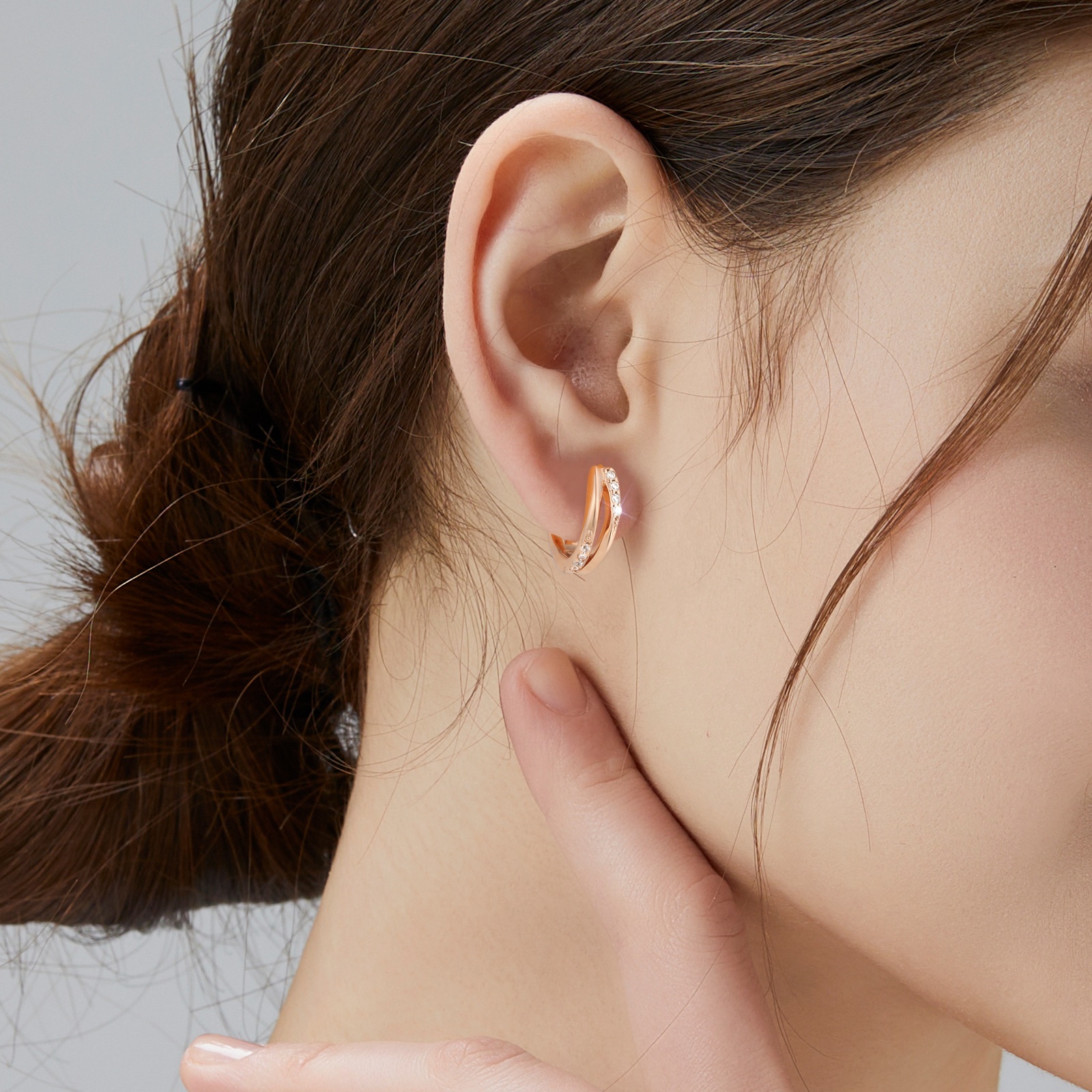 KRKCシルバー925フープピアスレディース