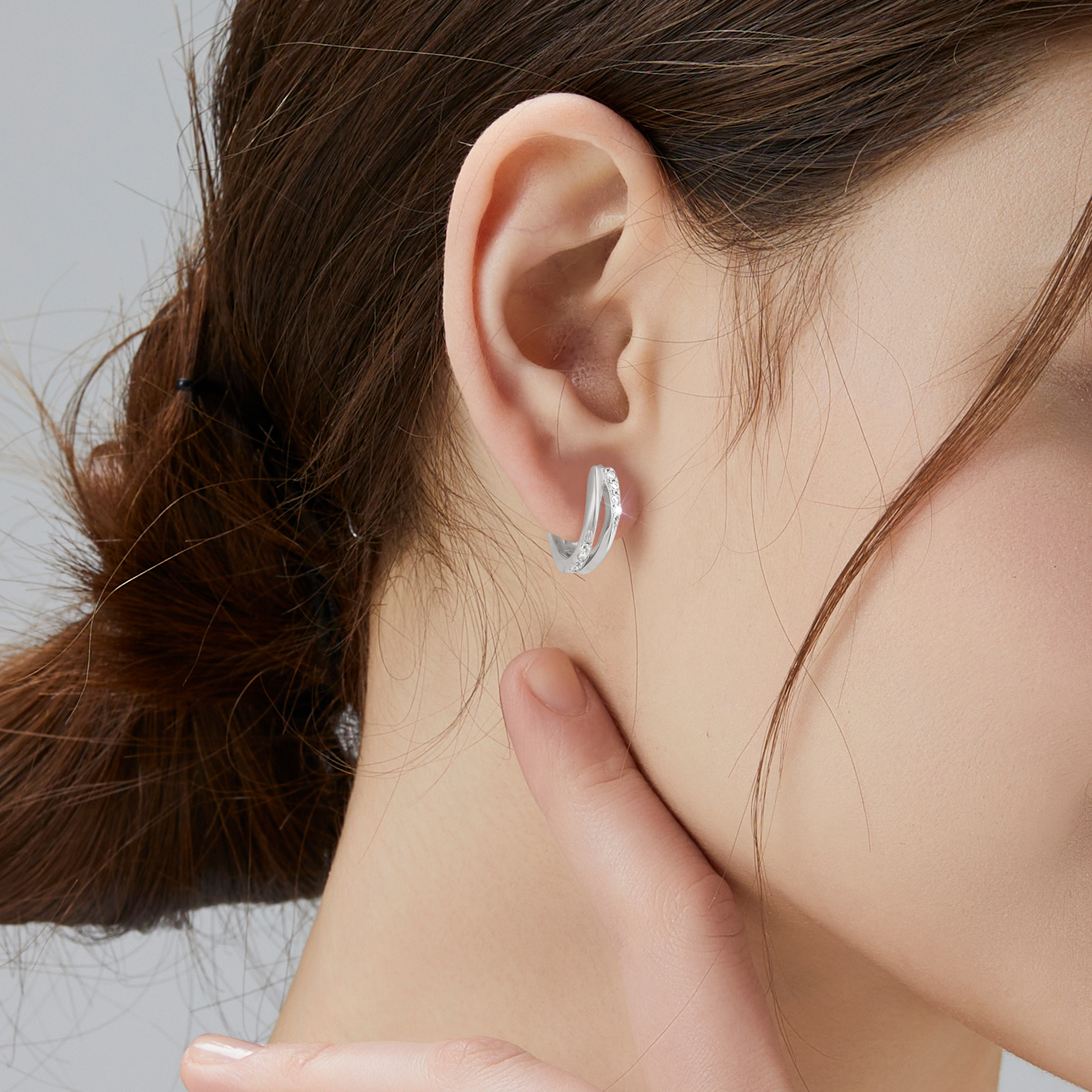 KRKCシルバー925フープピアスレディース